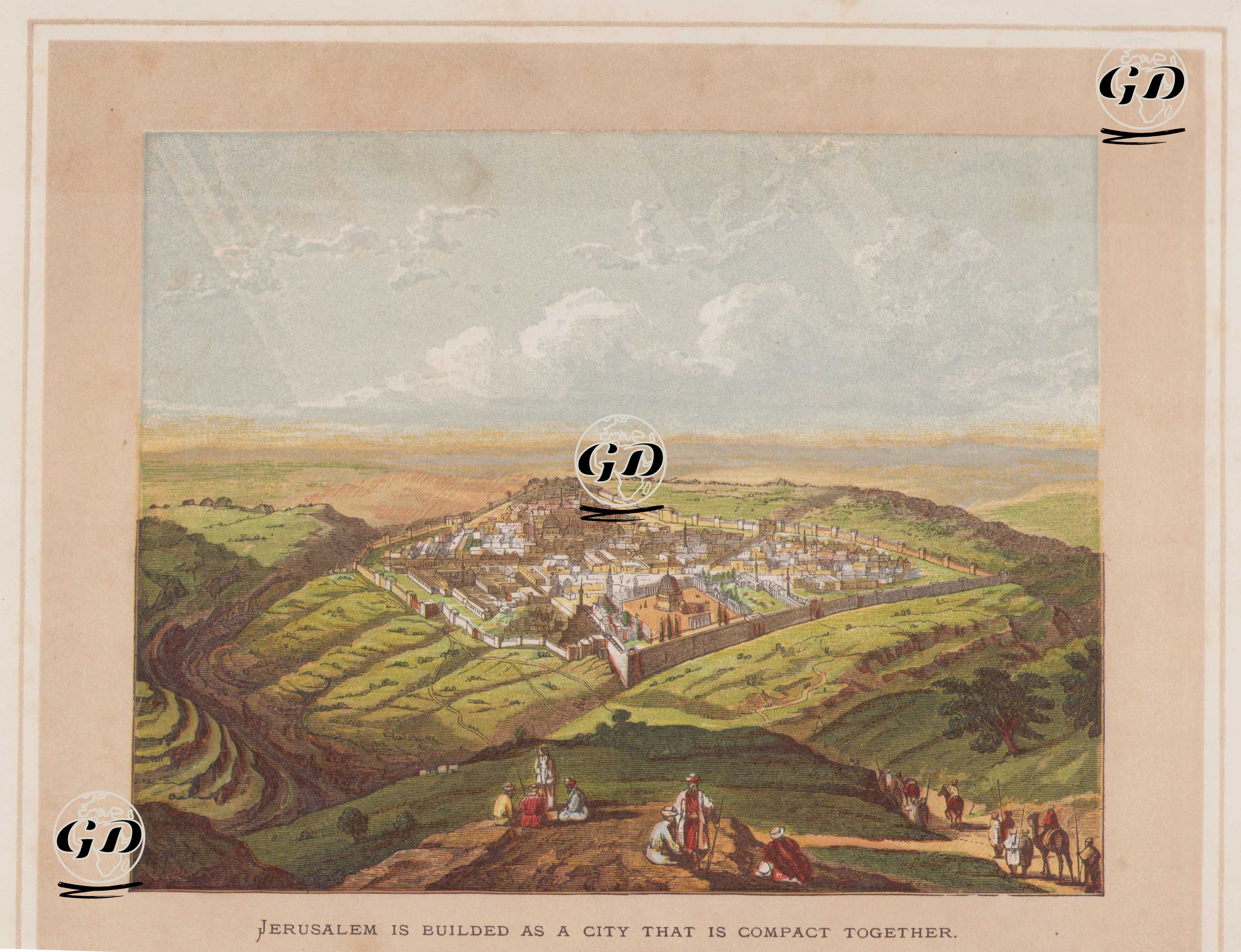 Kutsal Şehir Kudüs’ün Genel Görünümü -  - 1850`s