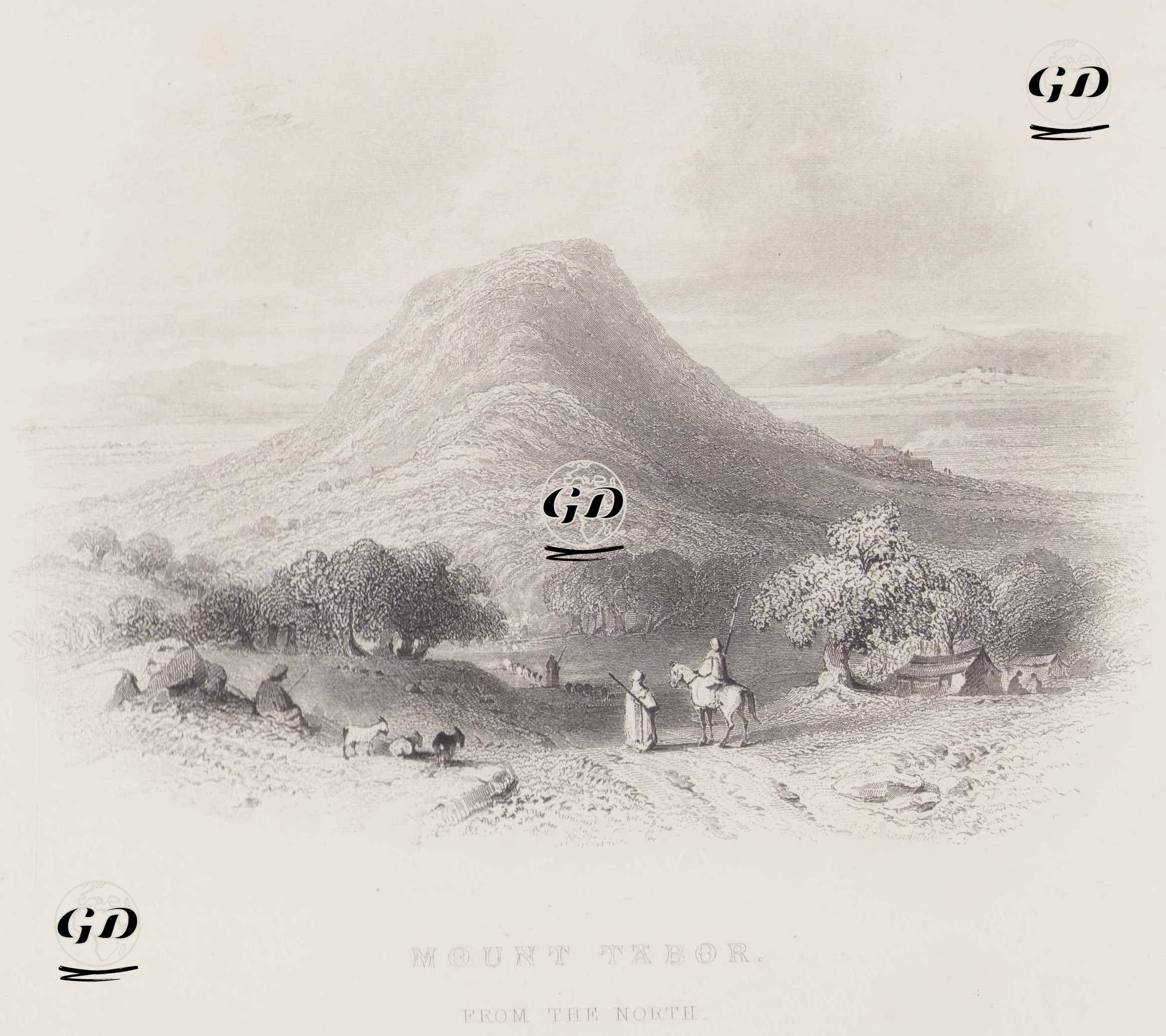 Kuzeyden Tabor Dağı Görünümü -  - 1850`s