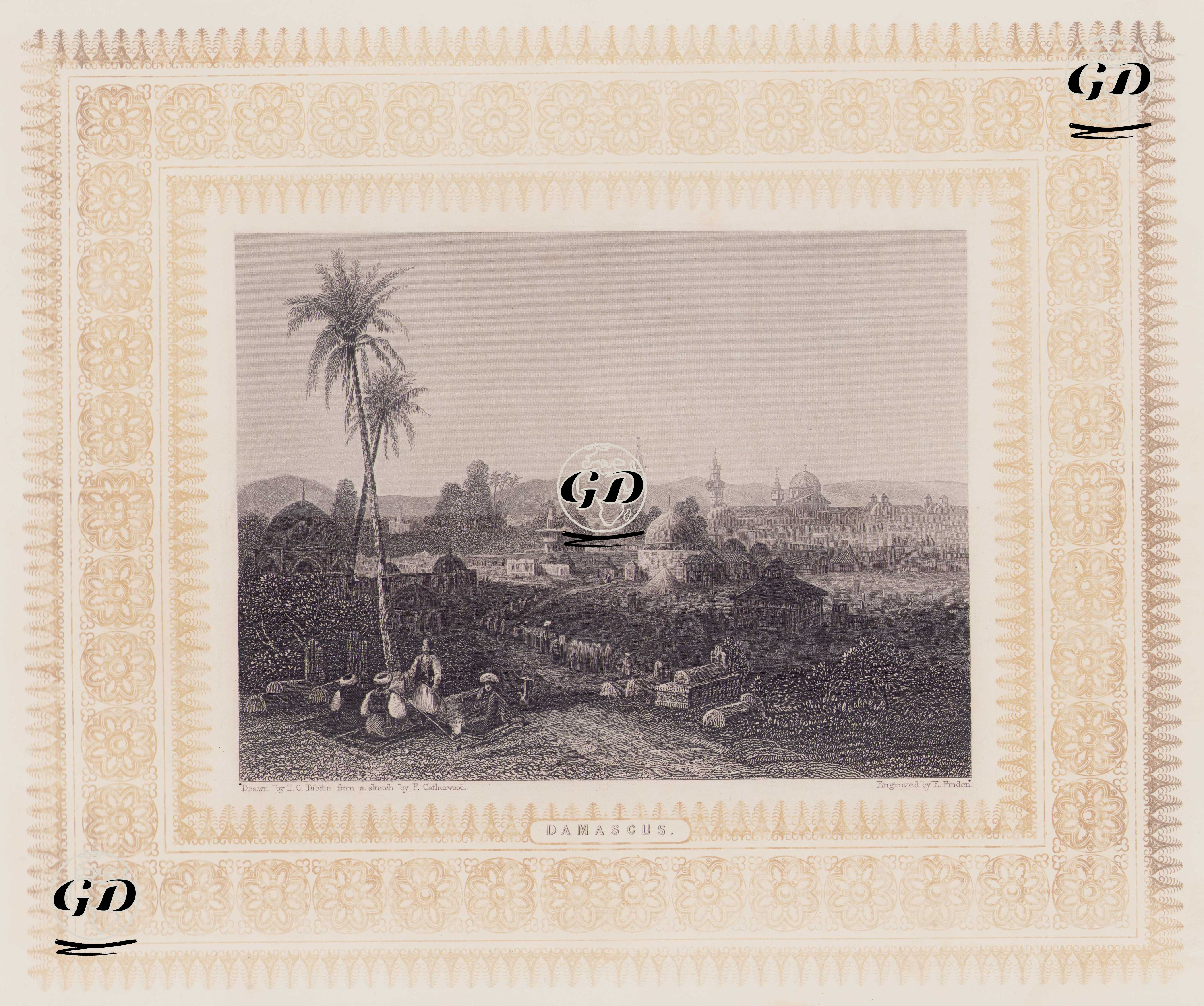 Şam Şehri Genel Görünümü - T.C.Dibdin (sketch fom F.Catherwood) - 1845