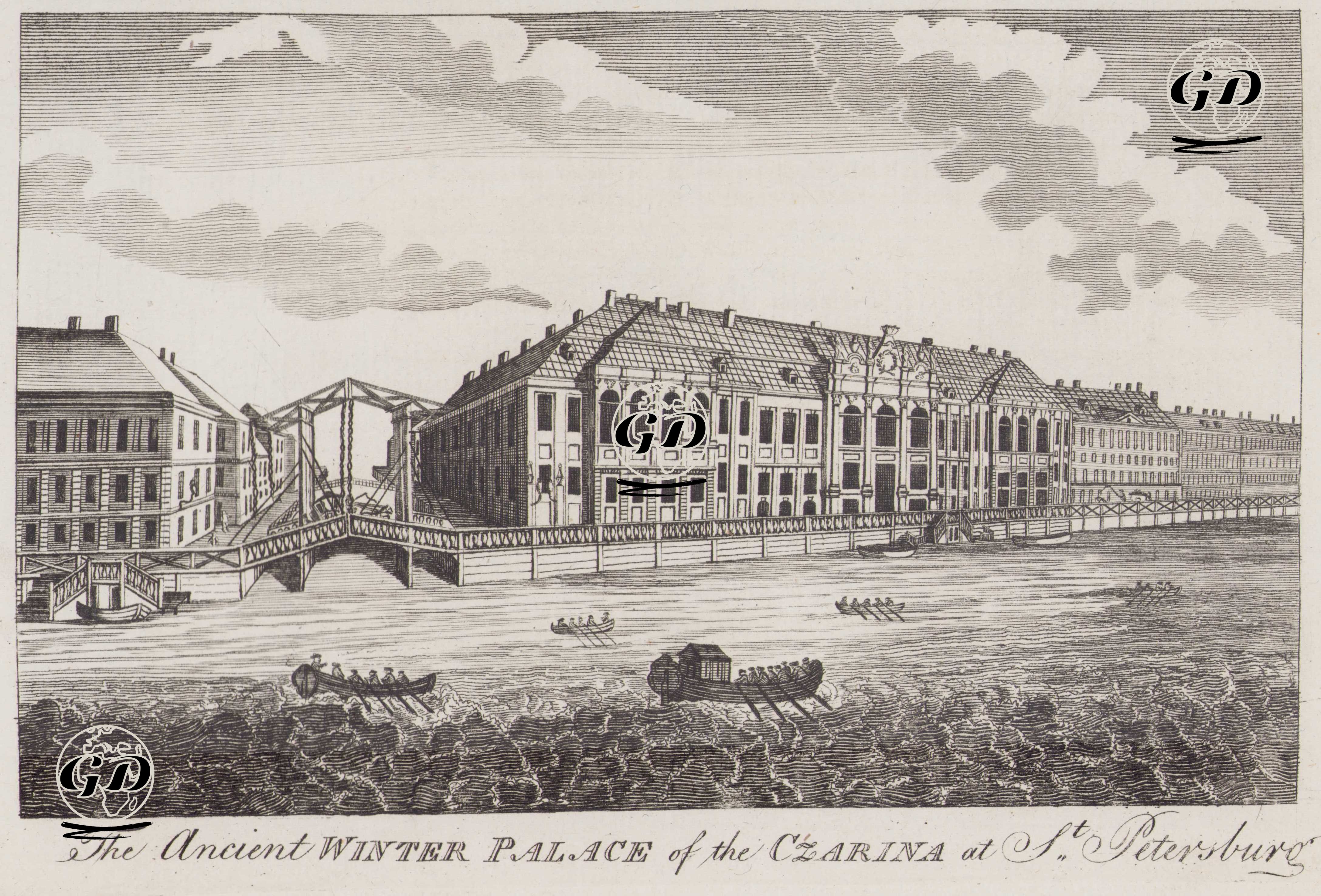 St. Petersburg’daki Çariçe’nin Eski Kış Sarayı -  - 1750`s-1790"s