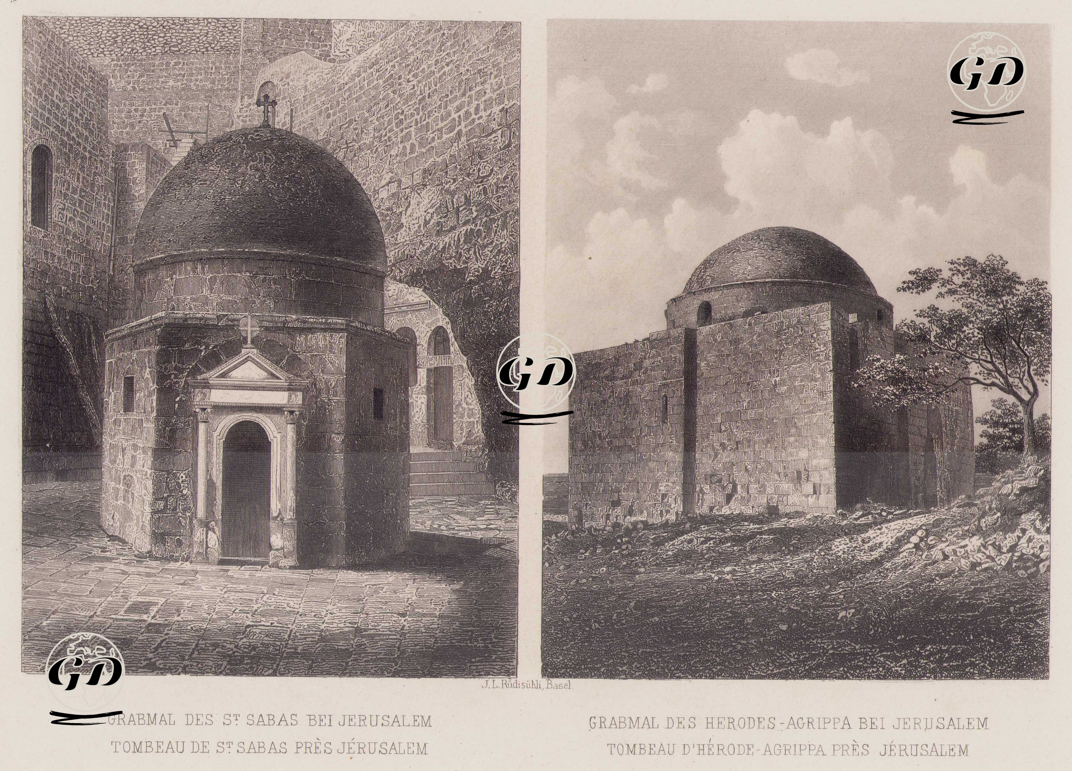 Grabmal Des St.Sabas Bei Jerusalem-Tombeau De St.Sabas Pres Jerusalem (Tomb of St. Sabas Near Jerusalem) / Grabmal Des Herodes-Agrippa Bei Jerusalem (Tomb of Herode-Agrippa 
near Jerusalem) -  - 1840–1860