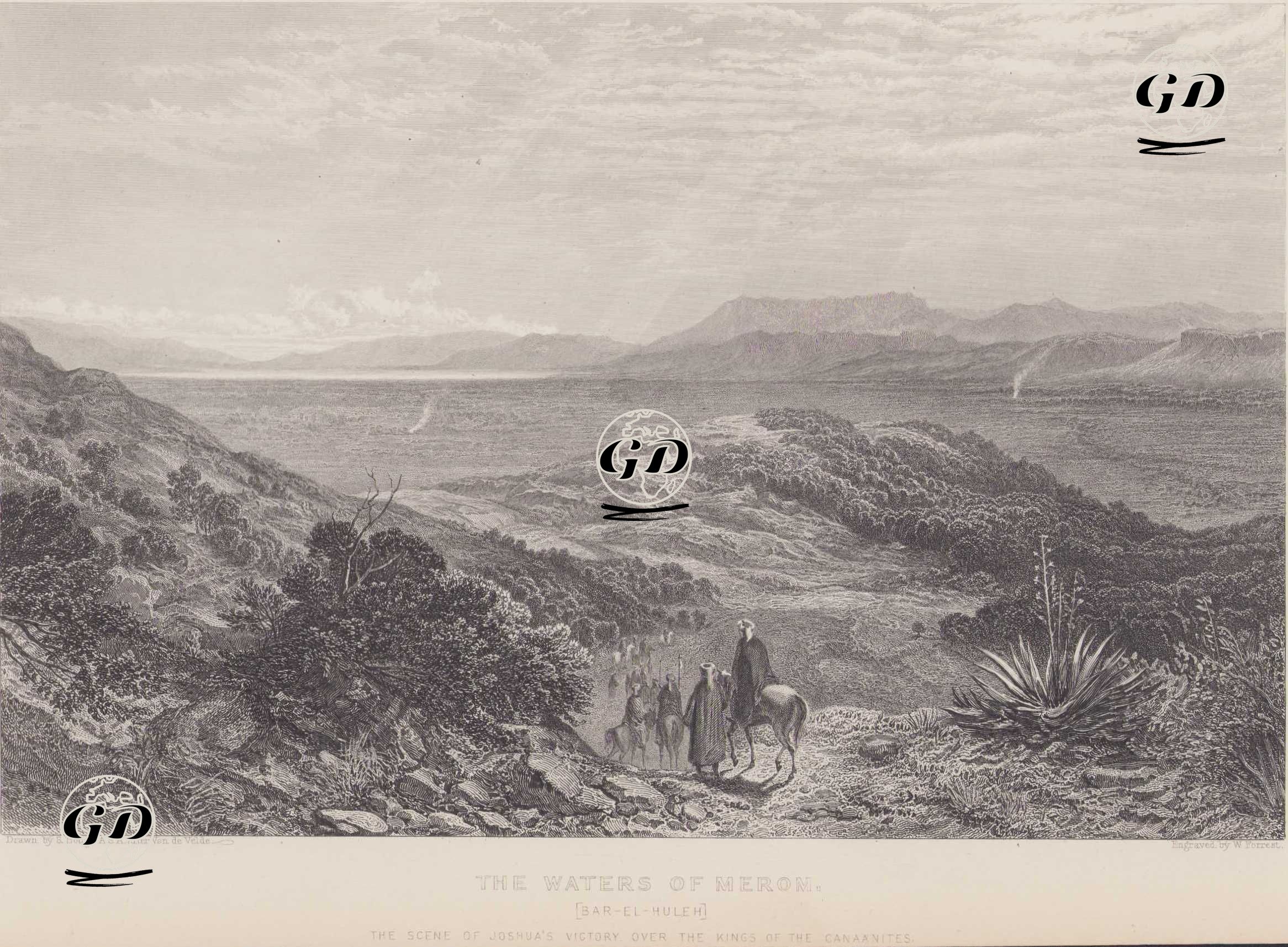Merom Suları (Bar-el-Huleh - Huleh Vadisi) - B.Bough (After Van de Velde) - 1850–1860
