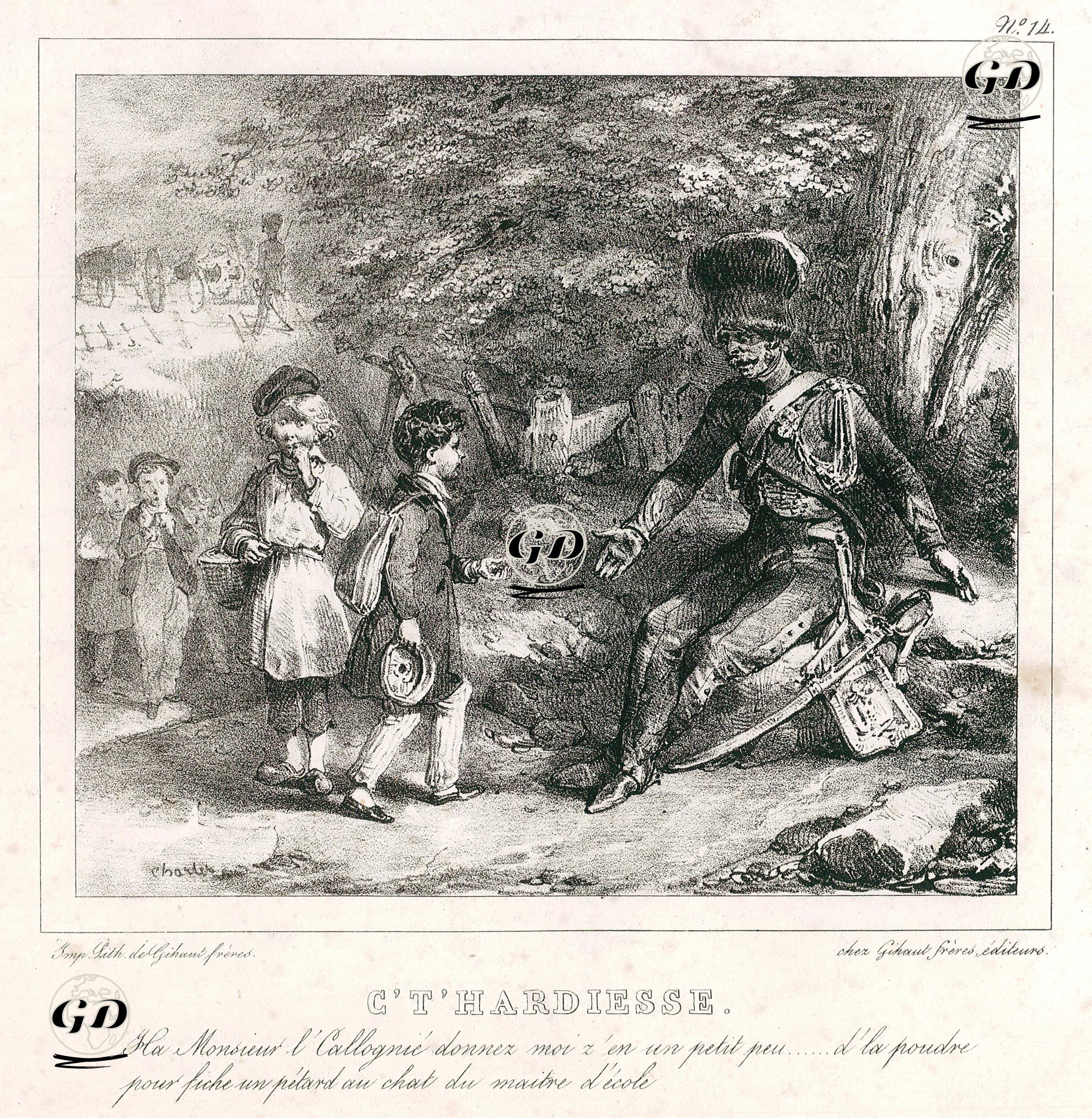 Cesaret. Merhaba Bayım, Okul Müdürünün Kedisine Fişek Takmak İçin Bana Biraz Barut Verirmisiniz! - Nicolas Toussaint Charlet (1792-1845) - 1827