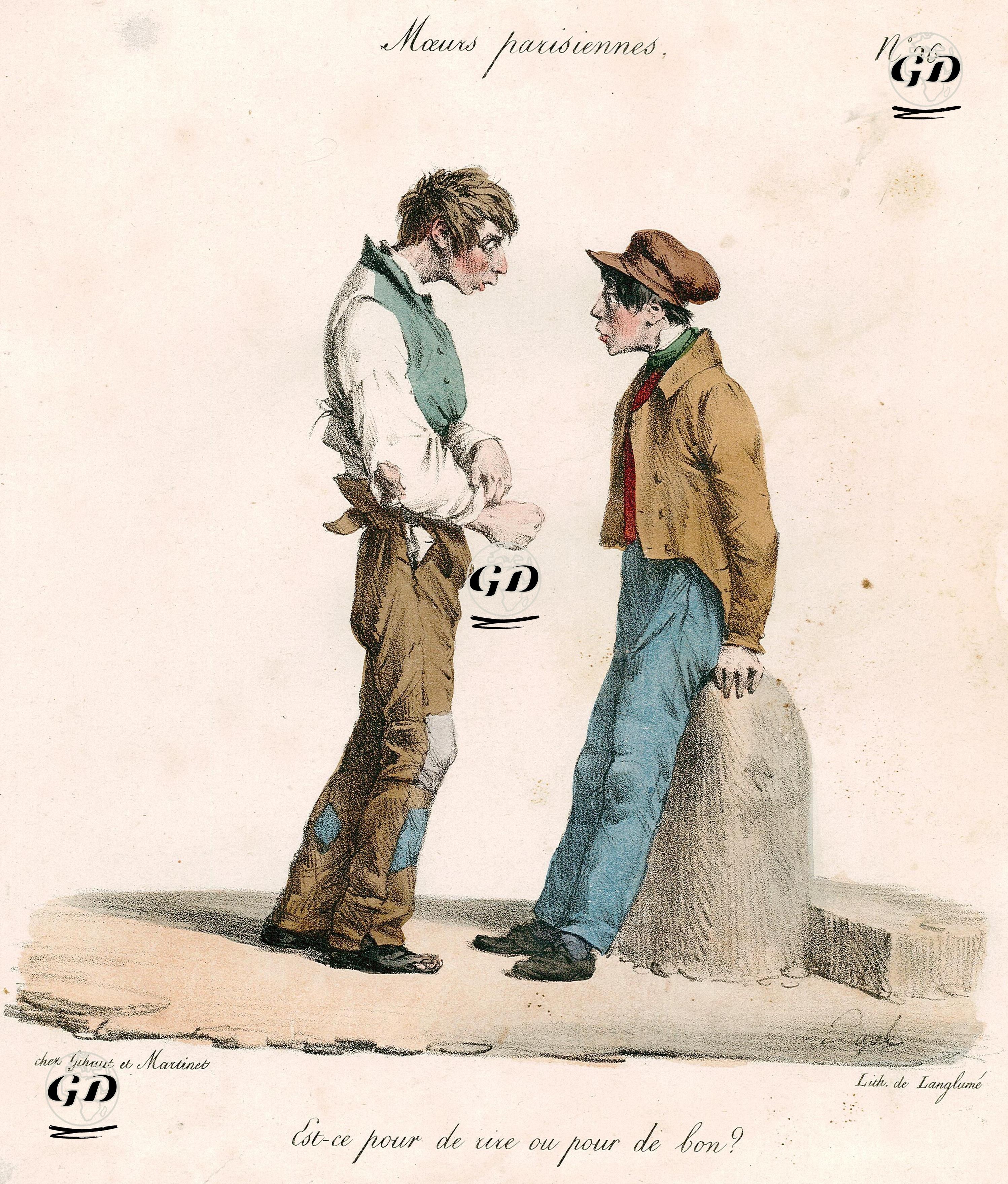 Paris Gelenekleri No.26 "Gülmek İçin mi İyilik İçin mi?" - Edma Jean Pigal (1798-1873) - 1820's