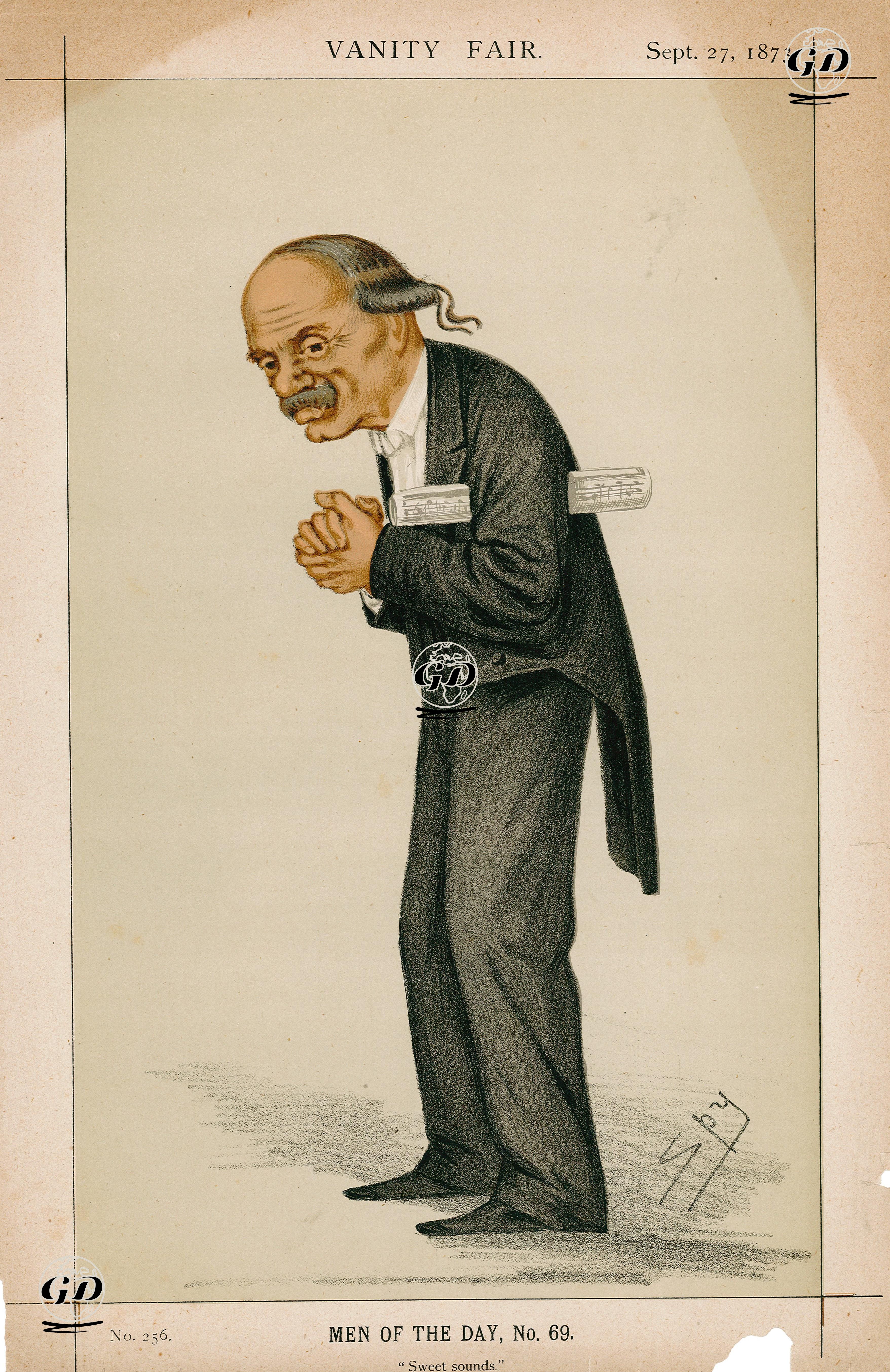 Men Of The Day No.69 (Composer Julius Benedict)- "Sweet Sounds"- Sept.27 1873  - Leslie Ward (1851-1922) - 1873