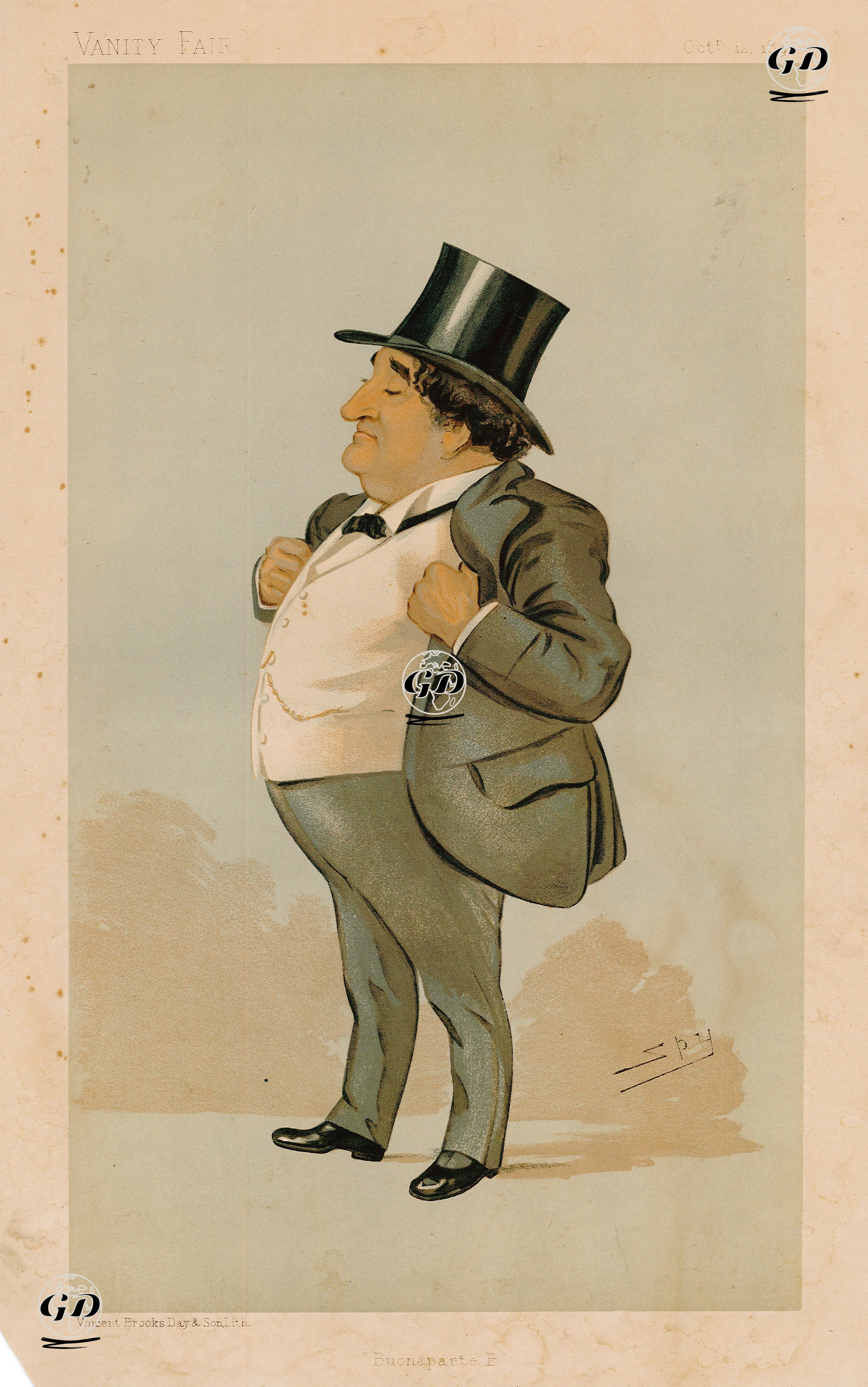Statesmen. No. 621 (Thomas Henry Bolton)- "Buonaparte B"- Oct. 12 1893 - Leslie Ward (1851-1922) - 1893