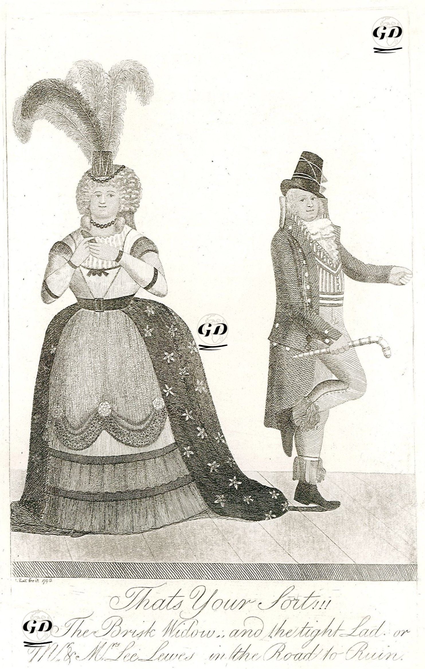 Thats Your Sort!!! The Brisk Widow, And The Tight Lad or Mr. & Mrs. Lee Lewes in The Road to Ruin - John Kay (1742-1826) - 1792