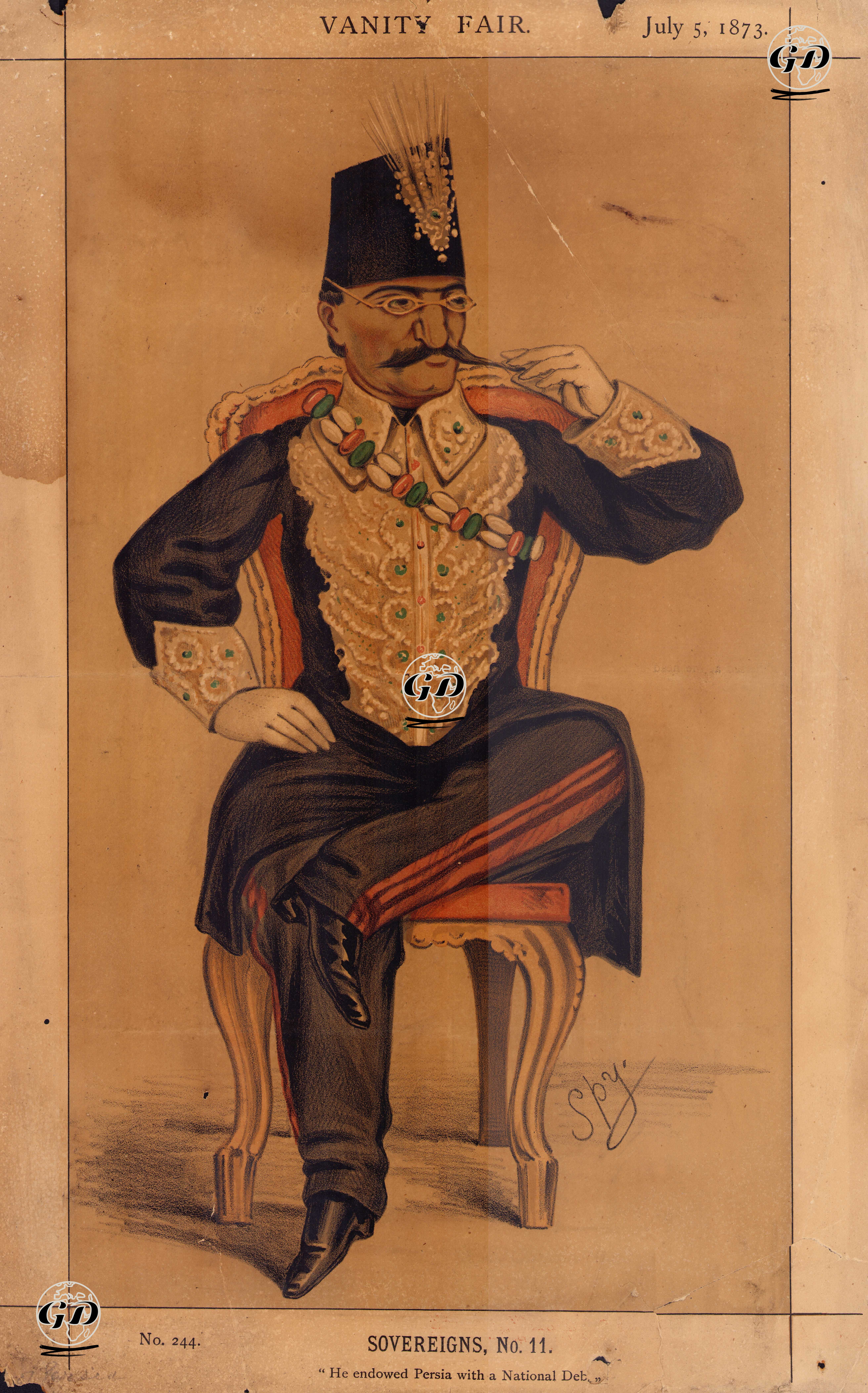 İran Şahı Nasıreddin Şah, 5 Temmuz 1873 - Leslie Ward (1851-1922) - 1873