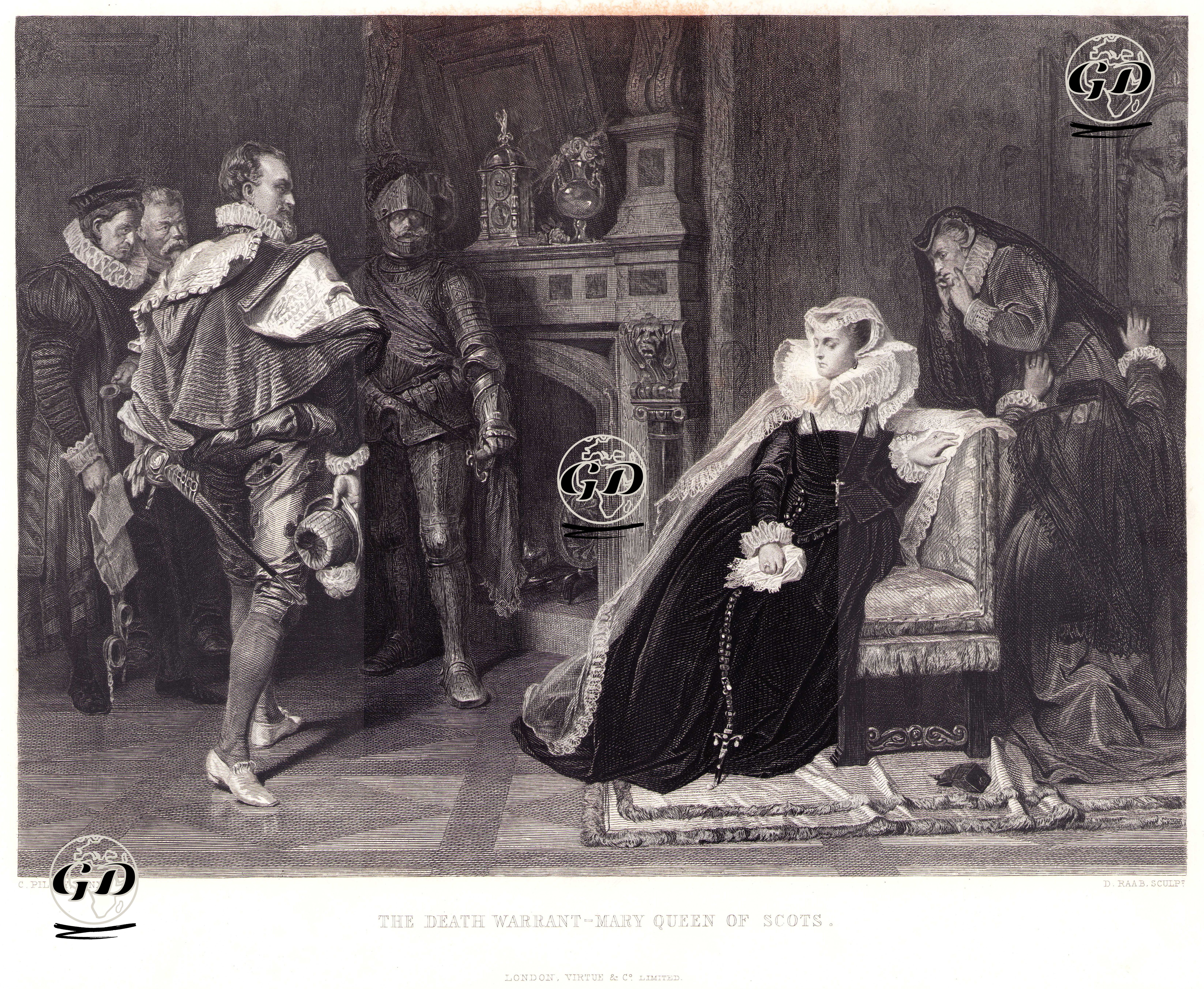 1587 Tarihinde İskoçya Kralicesi Mary Stuart'ın Ölüm Fermanını Dinlemesi - Carl(Karl) Theodor Won Piloty (1826-1886) - 1878