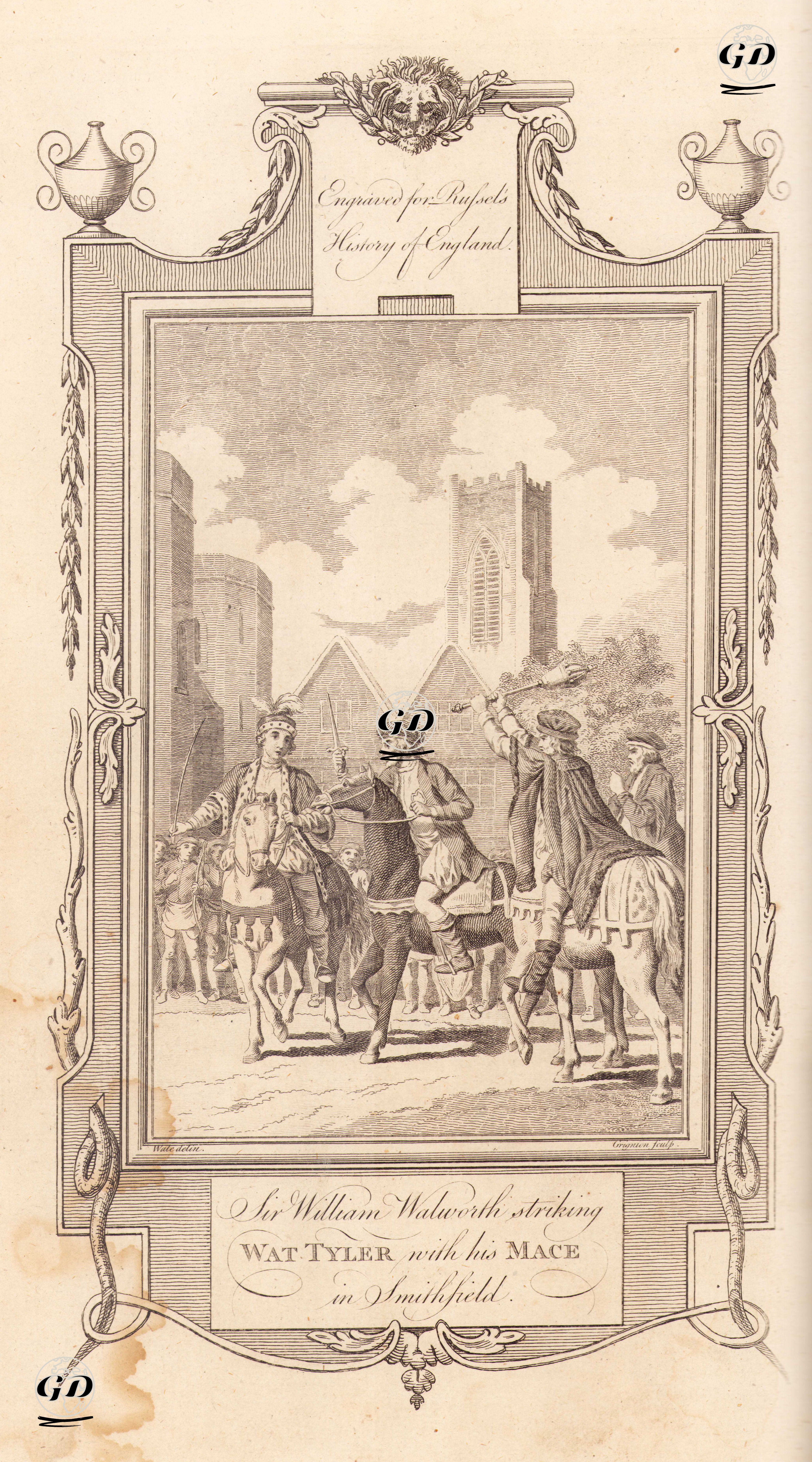 1381 Tarihinde Smithfield'te Londra Belediye Başkanı William Walworth'un Gürzü İle Köylü Ayaklanmasının Lideri Wat Tyler'ı Öldürmesi - Samuel Wale (1721-1786) - 1780