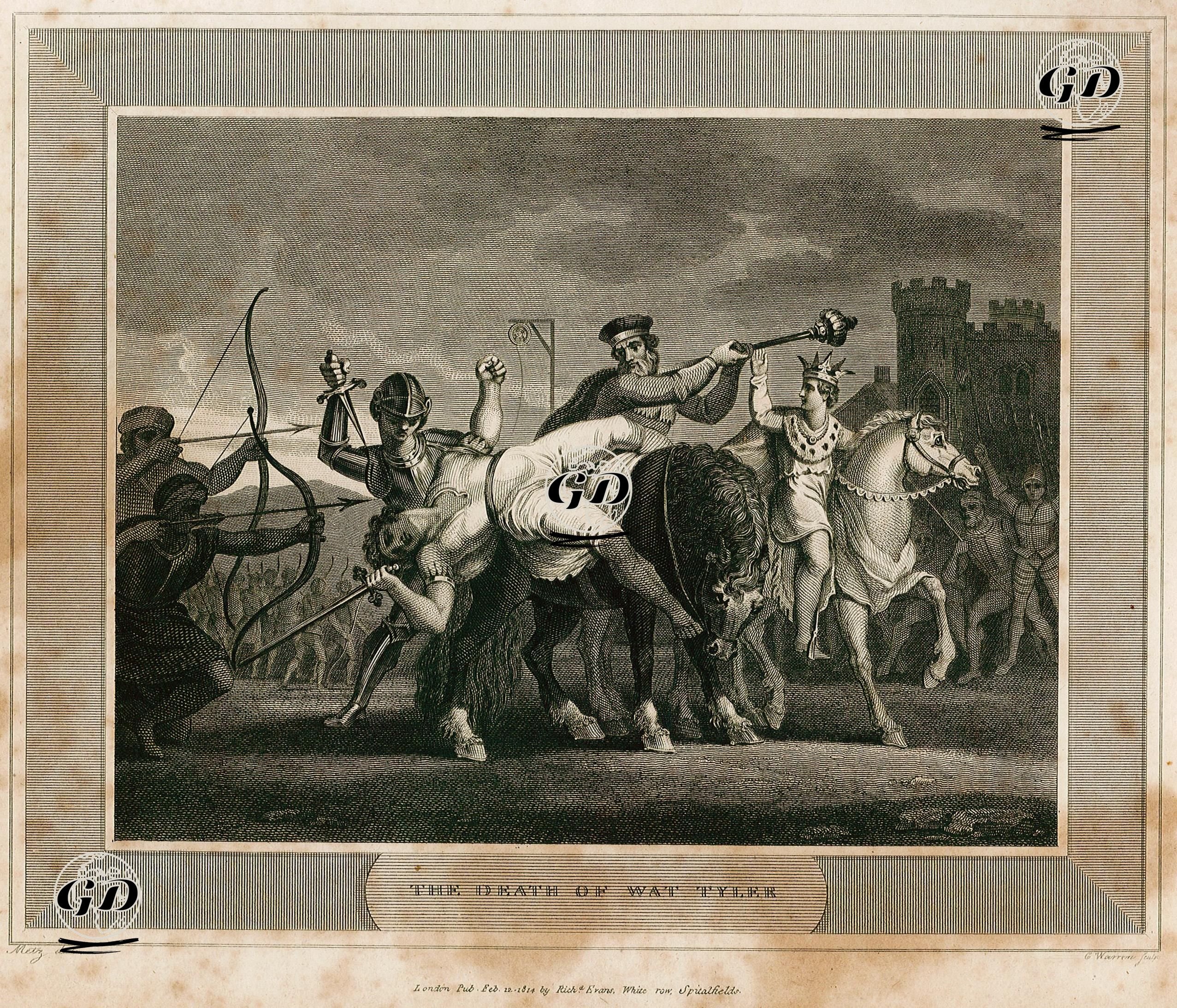 1381 Tarihinde Smithfield'te Londra Belediye Başkanı William Walworth'un Gürzü İle Köylü Ayaklanmasının Lideri Wat Tyler'ı Öldürmesi - Conrad Martin Metz (1749-1827) - 1814
