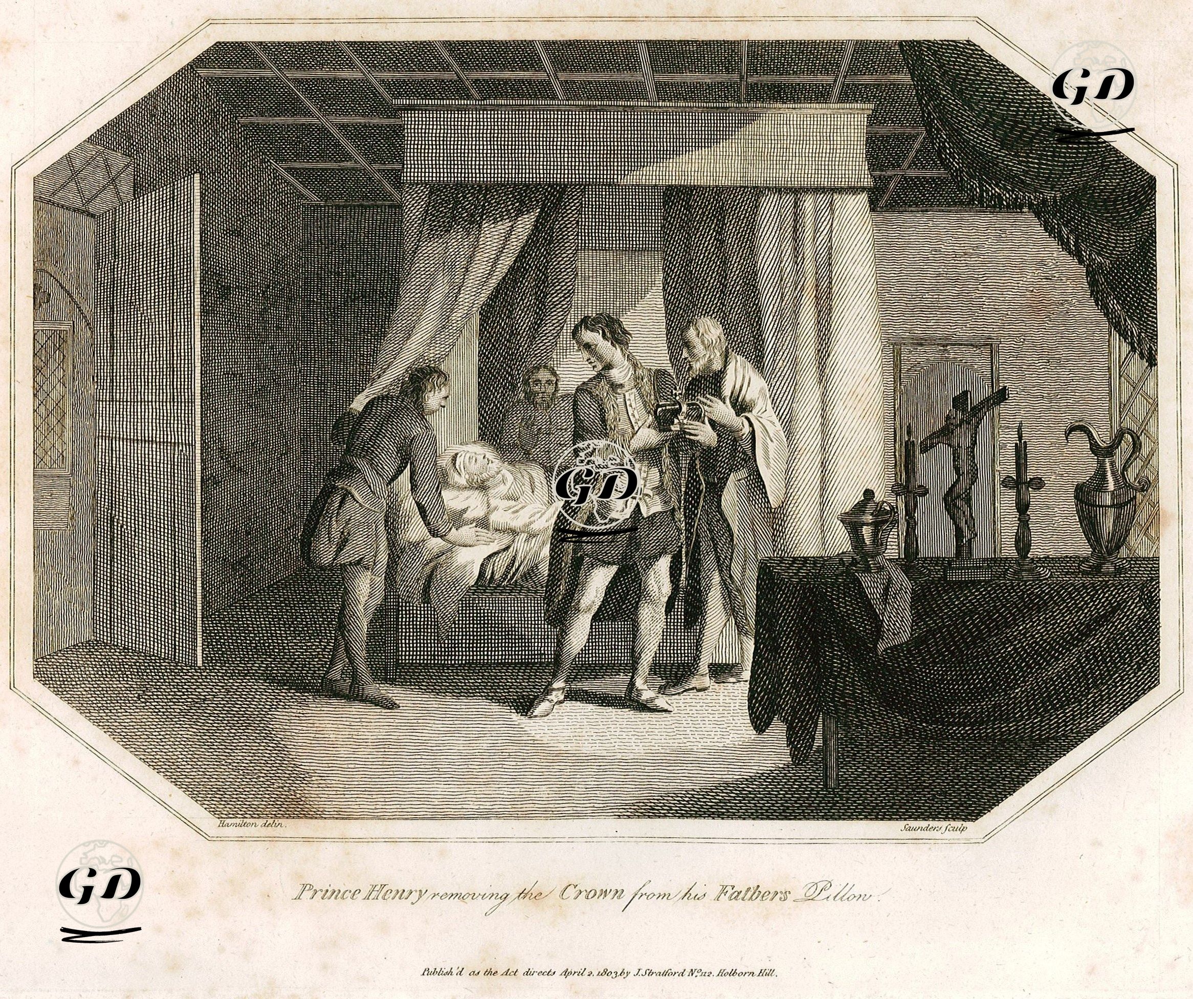 İngiltere Kralı IV.Henry'nin Kraliyet Taçını Babasının Yastığından Alması - William Hamilton (1751-1801) - 1803