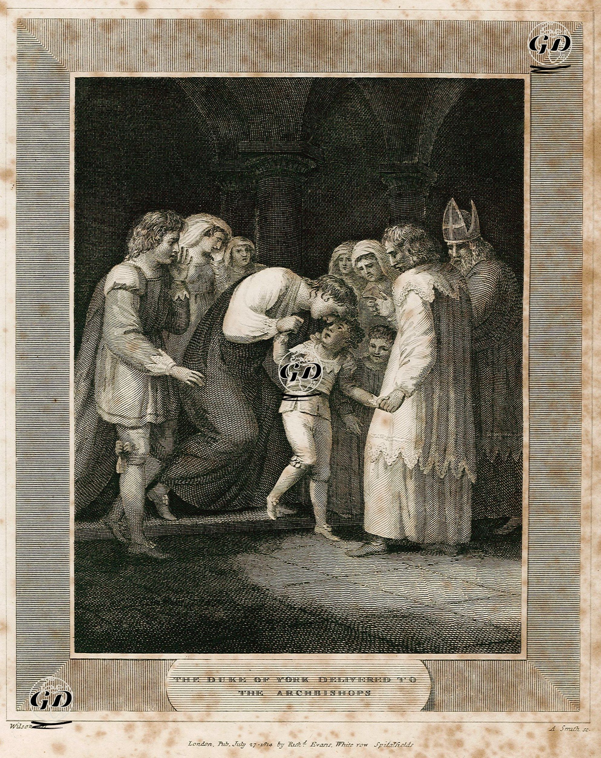 İngiltere Kralı Olacak Henry VIII'nin (York Dükü) Din Adamı Olması İçin Çocukluğunda Başpiskoposa Teslim Edilmesi - Wilson - 1814