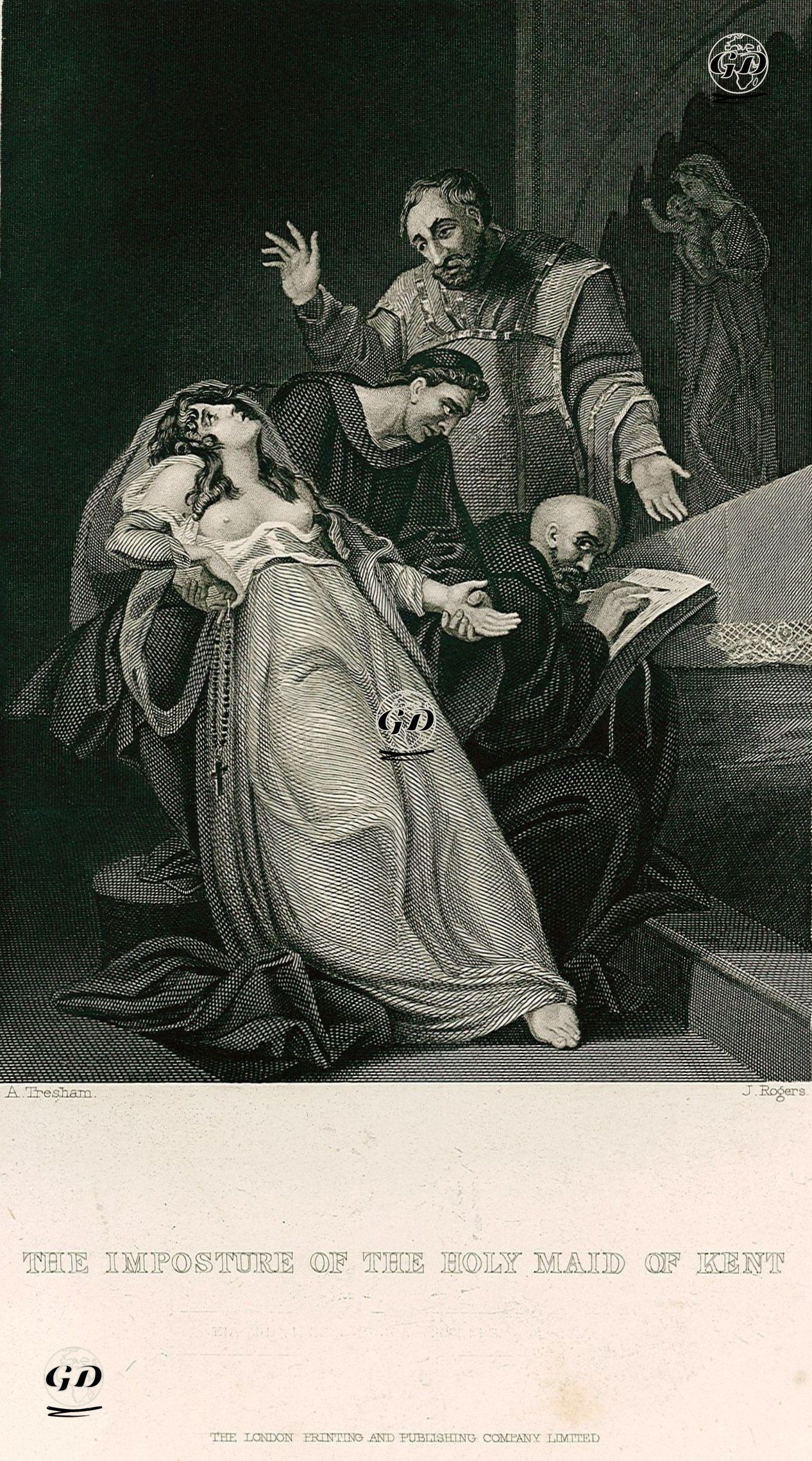 İngiltere Kralı VIII. Henry İle İlgili Kehanetlerinin Sahte Olduğunu İlişkin İfadesinin Elizabeth Barton'a Parmak İzi İle İmzalattırılması - A.Tresham - 1830's