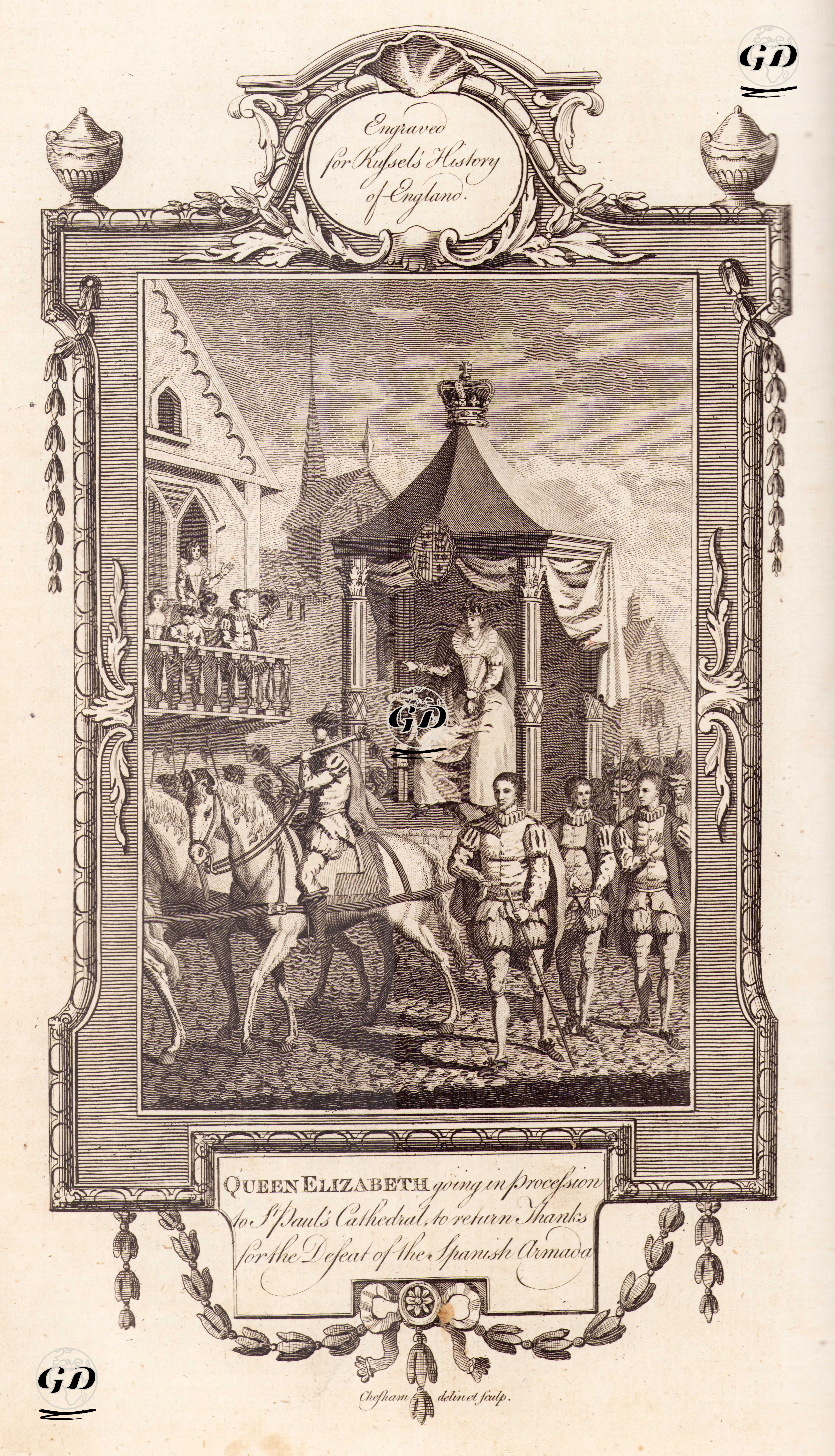 Kraliçe I.Elizabeth'in, 1558 Yılında İspanyol Donanmasının Yenilgisi İçin St. Paul Katedrali'nde Yaptığı Teşekkür Duasından Zafer Alayı İle Birlikte Dönmesi  -  - 1780