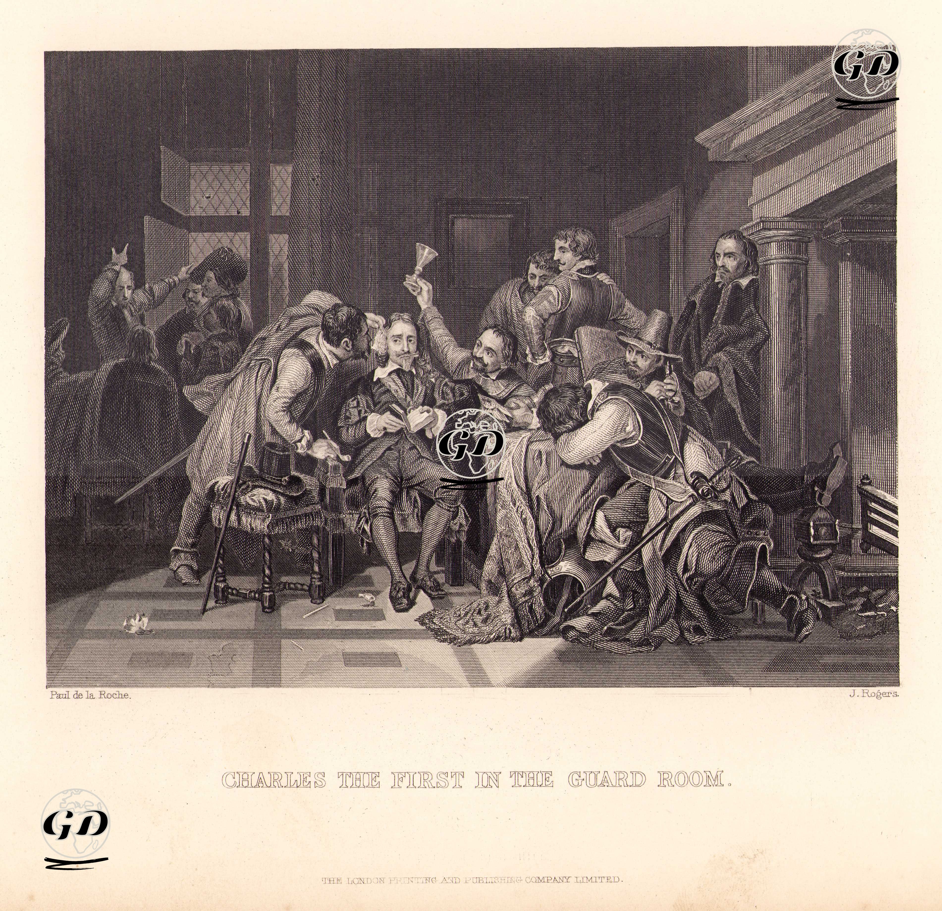 Tutuklanan İngiltere Kralı I.Charles'ın Gardiyan Odasında Oliver Cromwell'in Askerleri Tarafından Hakarete Uğraması  - Paul Delaroche (1797-1856) - 1830's
