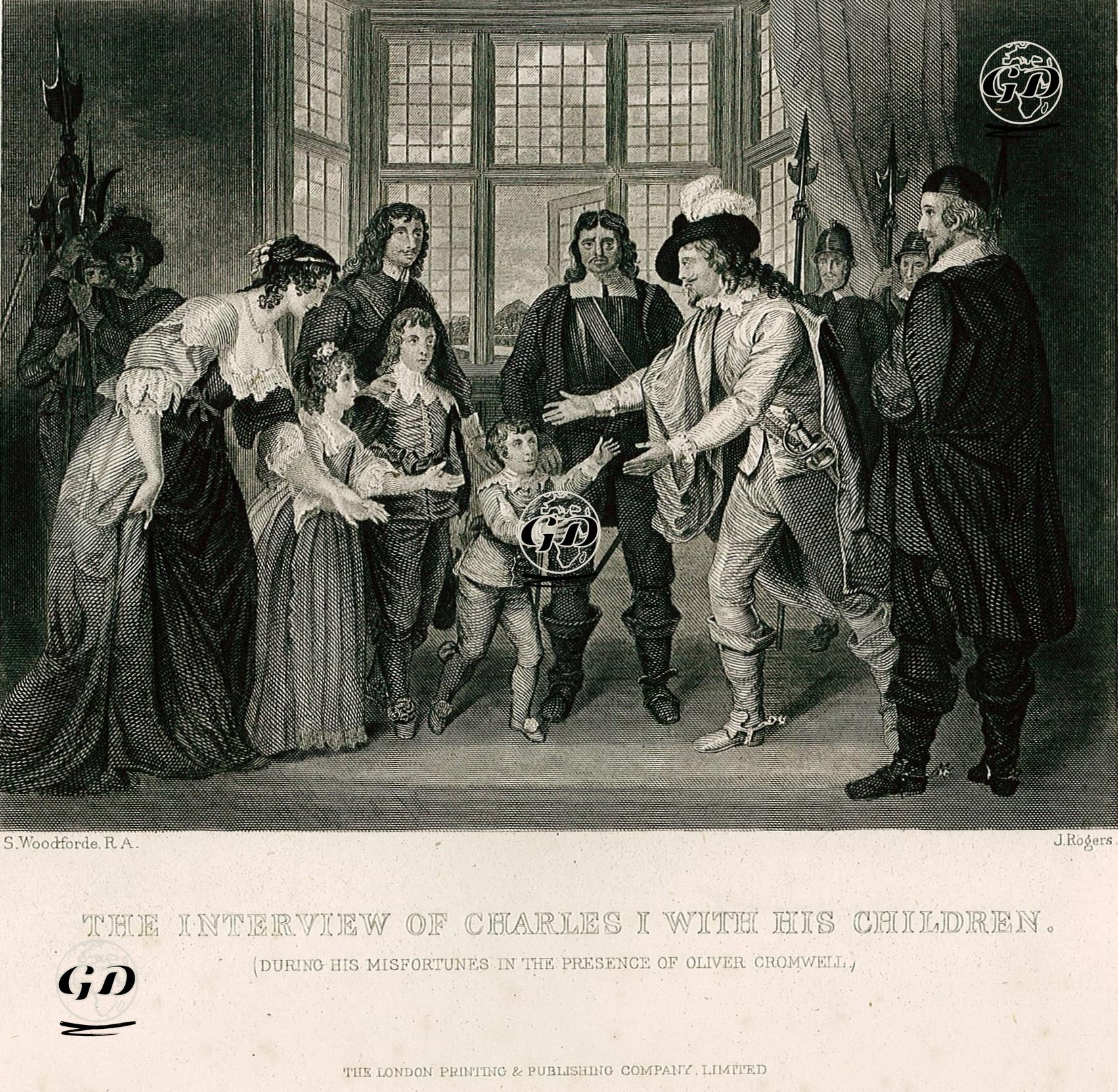 İdam Edilecek Olan İngiltere Kralı I.Charles'ın Oliver Cromwell'un Huzurunda Ailesi İle Görüşmesi - Samuel Woodforde (1763-1817) - 1830's