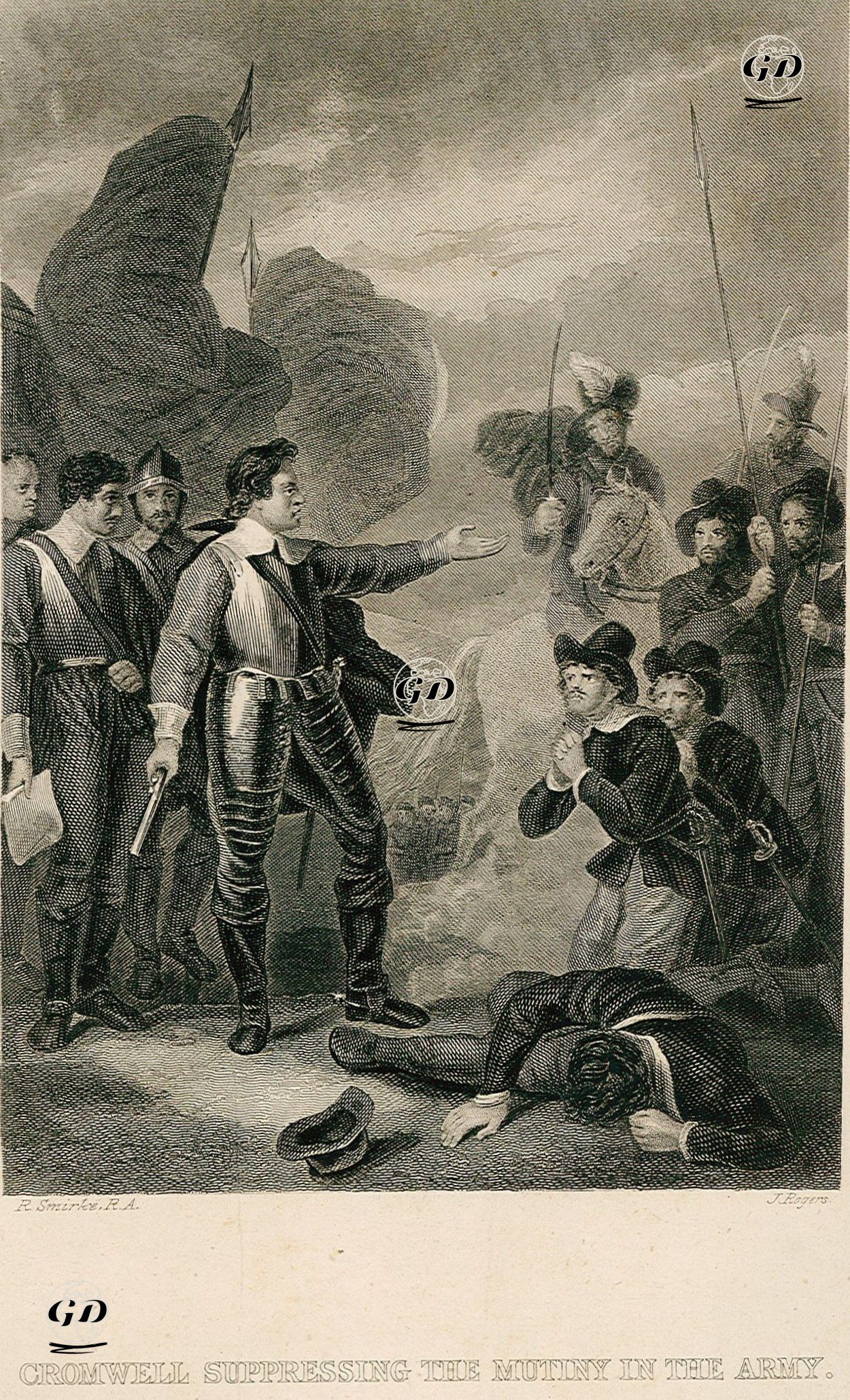 Oliver Cromwell'in Ordudaki İsyanı Bastırması - Robert Smirke (1752-1845) - 1830's-1850's