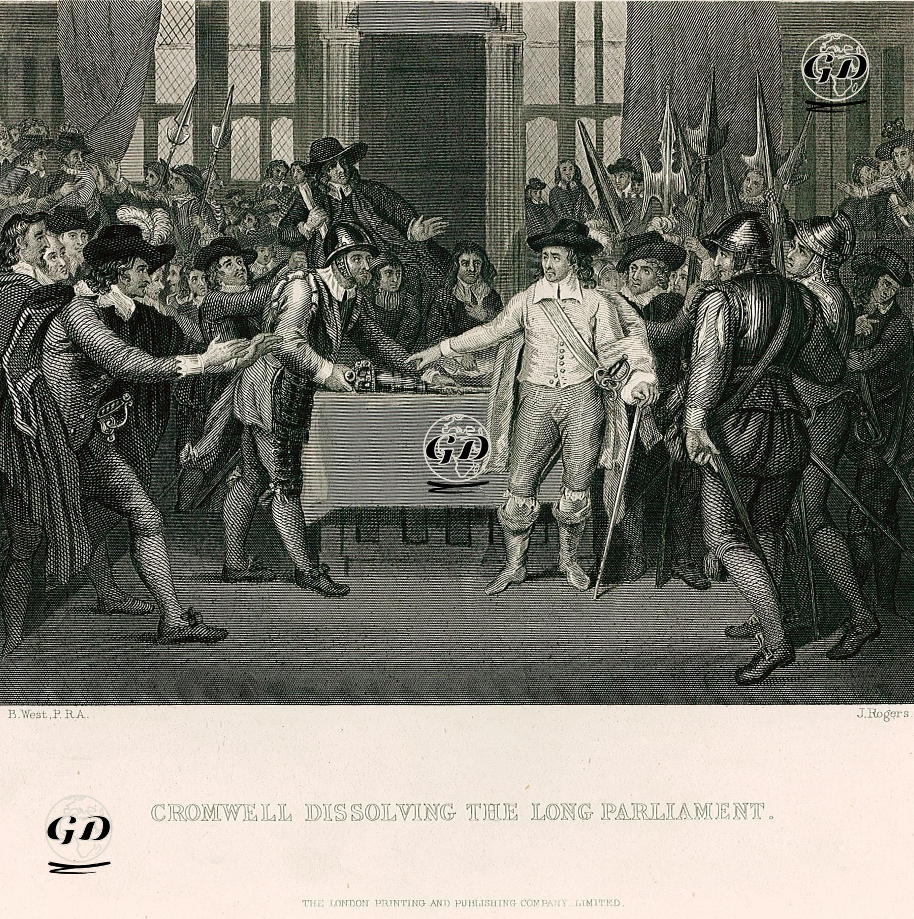 Oliver Cromwell'in İngiltere Uzun Parlamentosunu Feshetmesi - Benjamin West (1738-1820) - 1830's