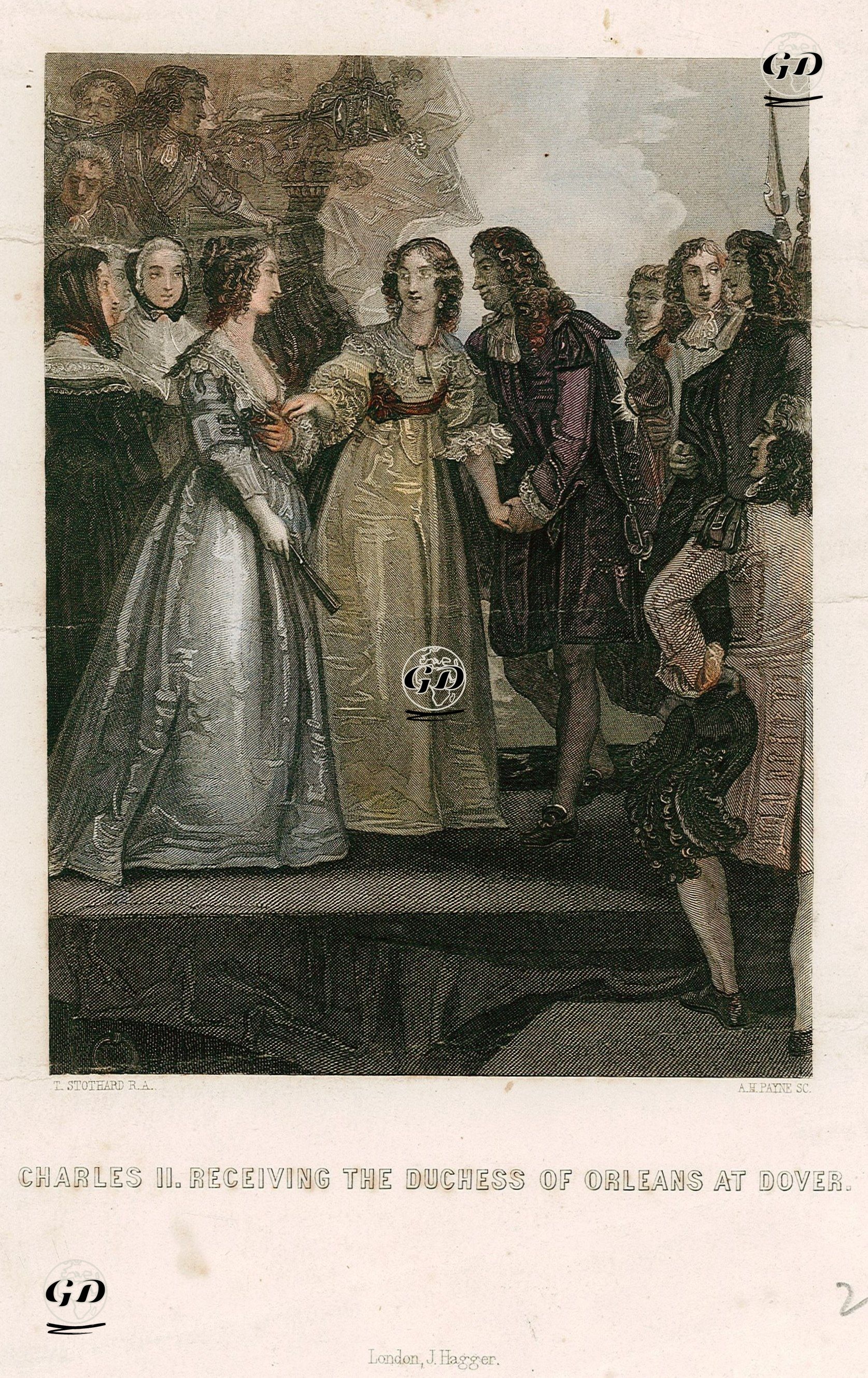 İngiltere Kralı II.Charles'ın Dover'da Kızkardeşi Orleans Düşesi Henrietta Anne Stuart'ı Dover Anlaşması İçin Kutlaması - Thomas Stothard (1755-1834) - 1850's