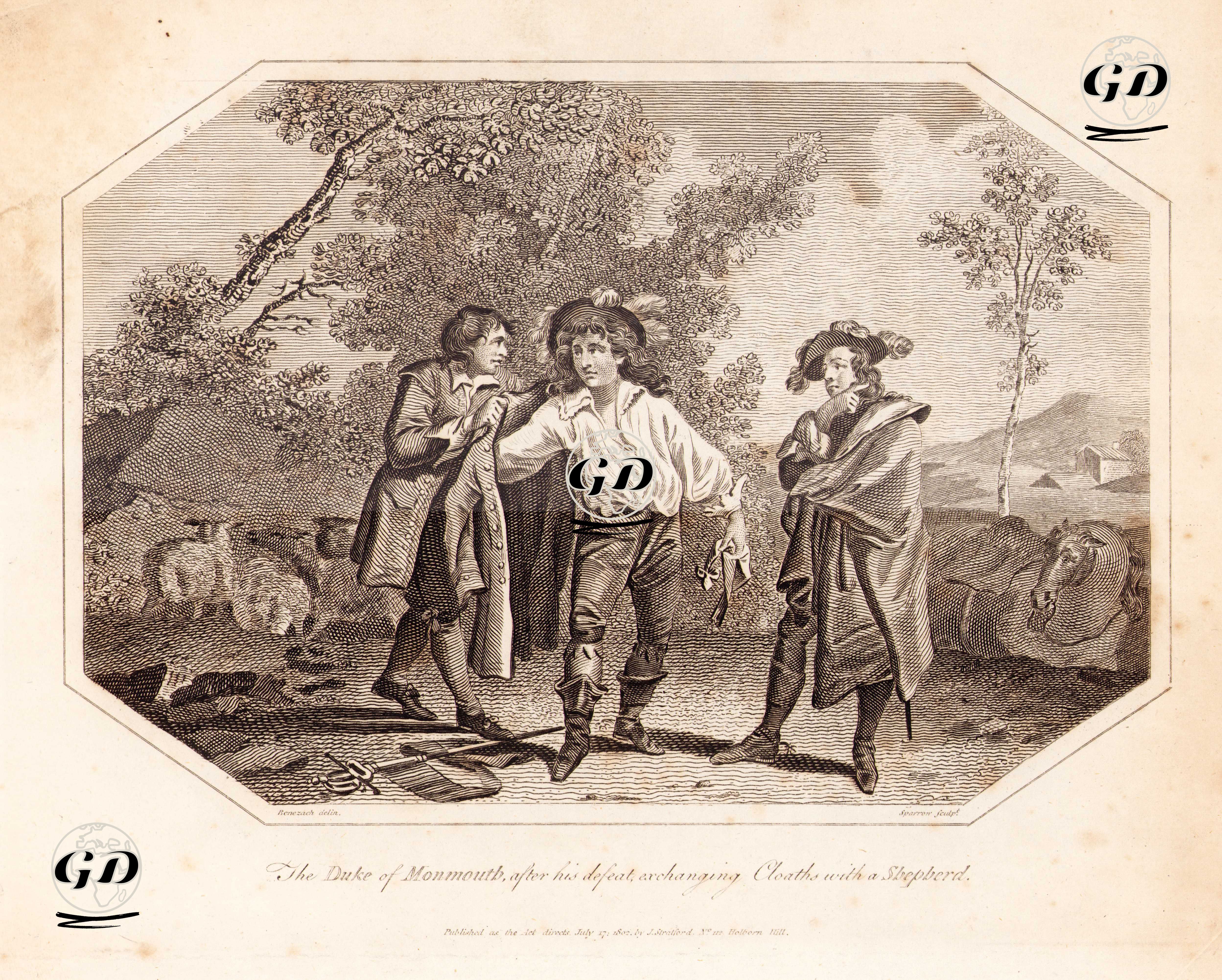 İngiltere Kralı II.James'i Devirmek İçin İsyan Eden Monmouth Dükü James Scott'un Sedgemoor Savaşında Yenildikten Sonra Kaçmak İçin Çoban Kıyafeti 
Giymesi - Charles Benezech (1767-1794) - 1802