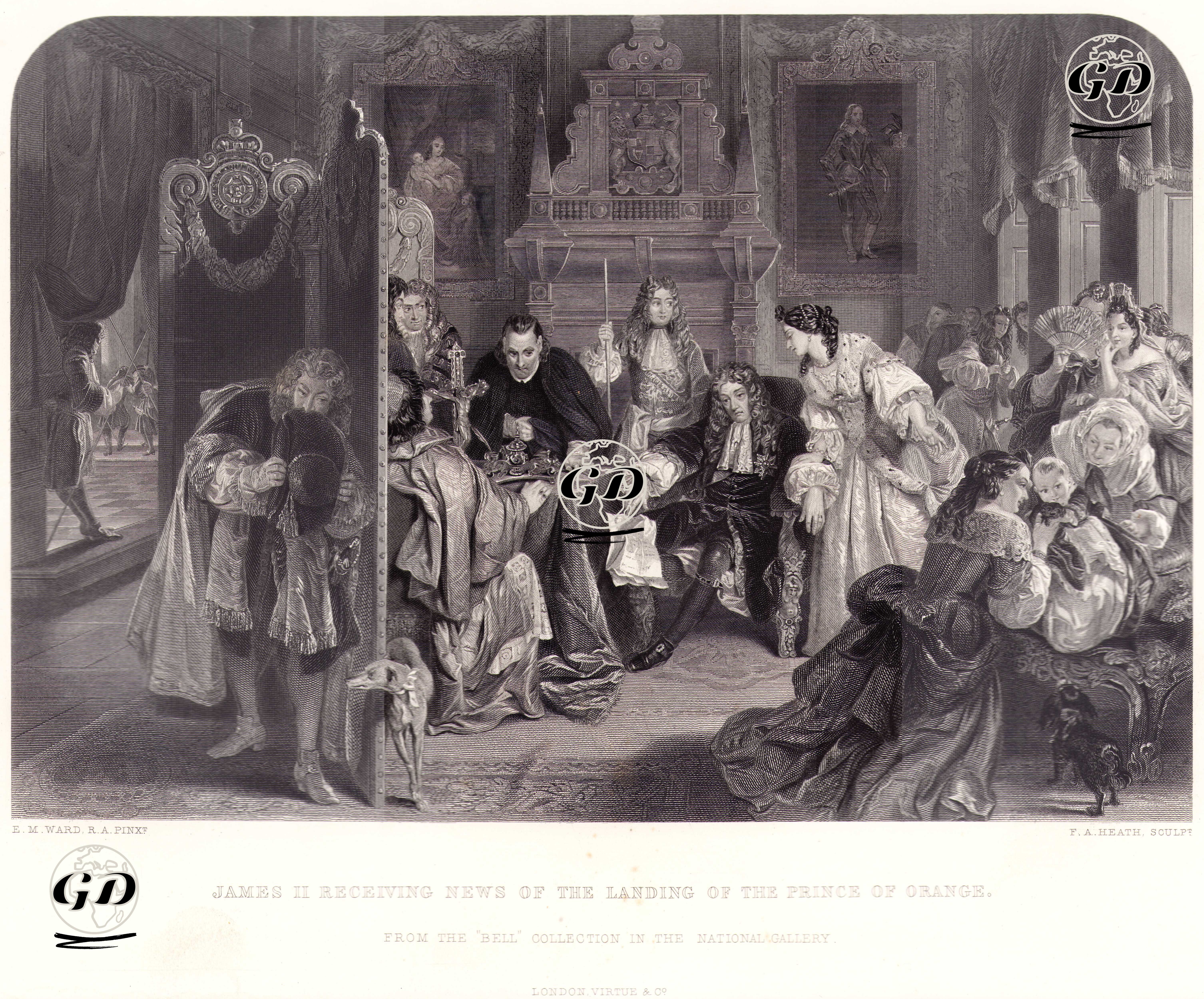İngiltere Kralı II.James'in Oranj Prensi William'ın İngiltere'ye Geldiğini Haber Alması - Edward Matthew Ward (1816-1879) - 1867