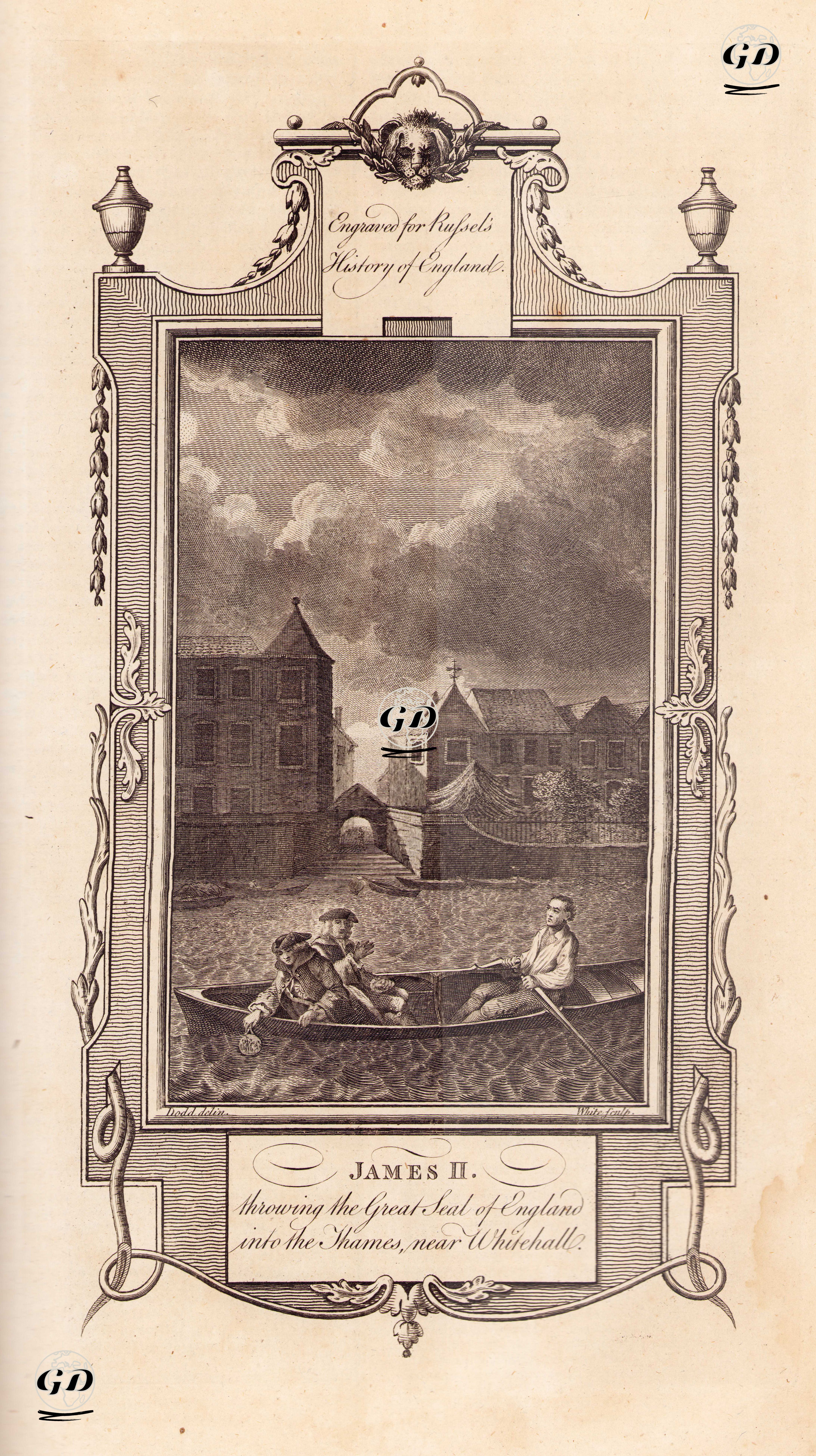 İngiltere Kralı II.James'in Fransa'ya Kaçmaya Çalışırken İngiltere'nin Büyük Mührünü Whitehall Yakınlarında Thames Nehrine Atması - Samuel Wale (1721-1786) - 1780