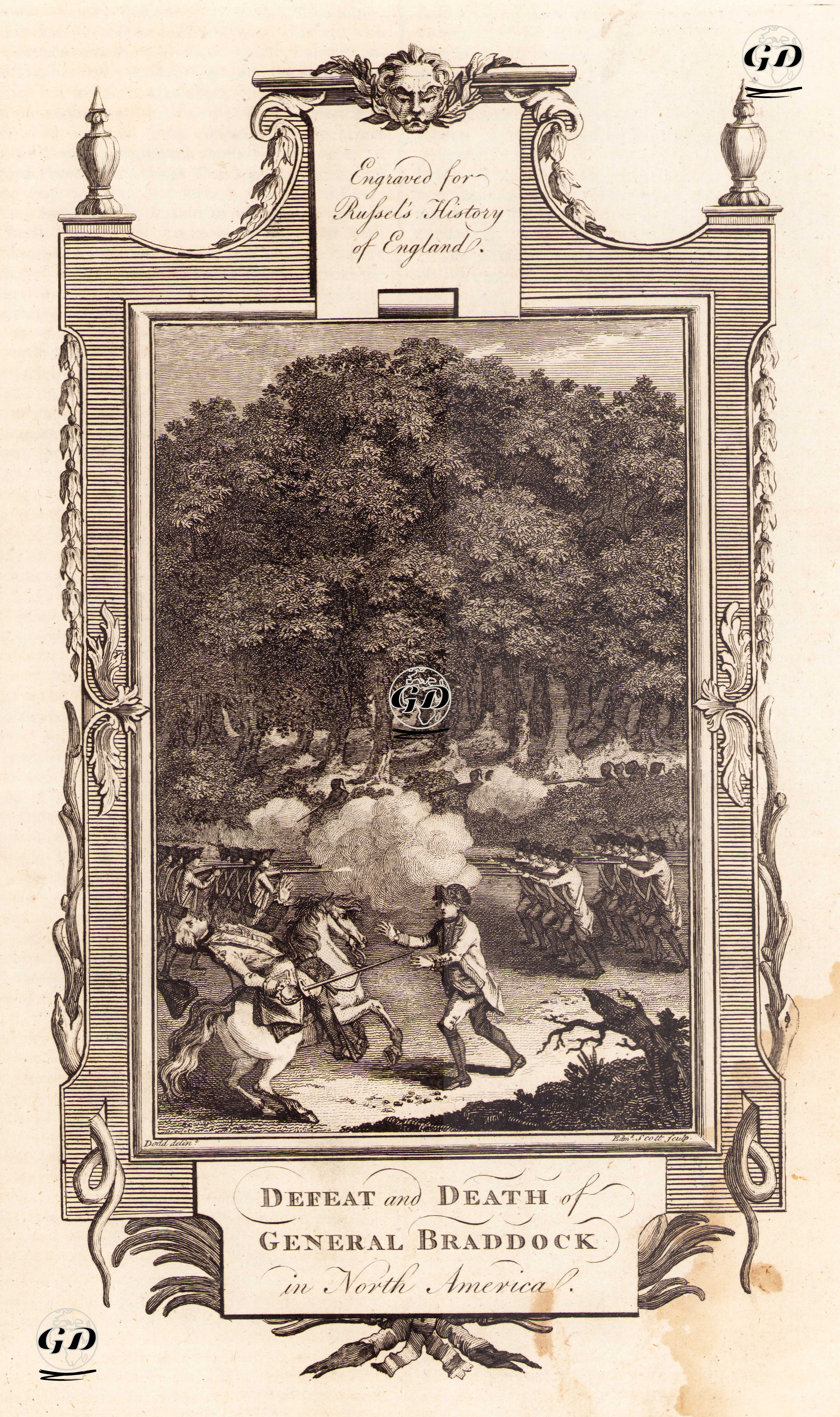 Yedi Yıl Savaşlarında (1754-1763) Kuzey Amerika'da İngiliz General Edward Braddock'un Öldürülmesi Ve BirliklerininYenilmesi (9 Temmuz 1755) - Daniel Dodd (1761-1780) - 1780