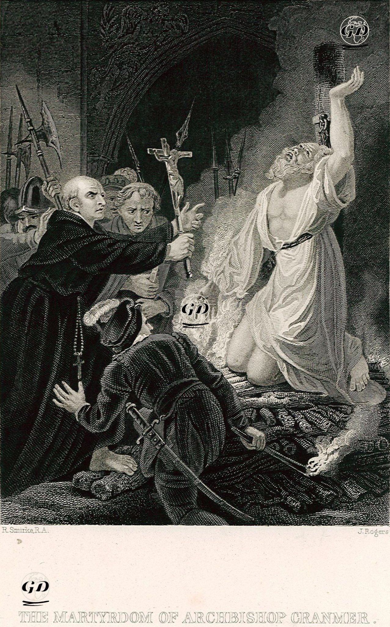 Canterbury Başpiskoposu Thomas Cranmer'in Kazığa Bağlanıp Yakılarak Öldürülmesi - Robert Smirke (1752-1845) - 1830's