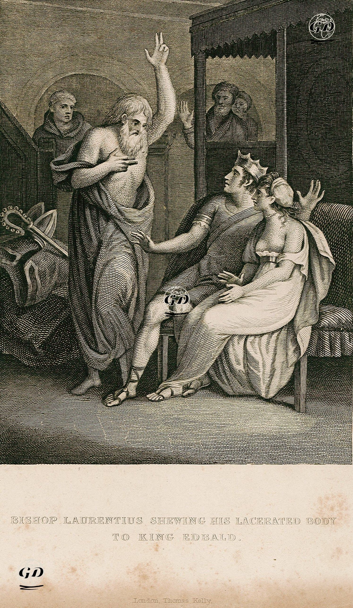 Bishop Laurentius Shewing His Lacerated Body To King Edbald -  - 1830's-1840's