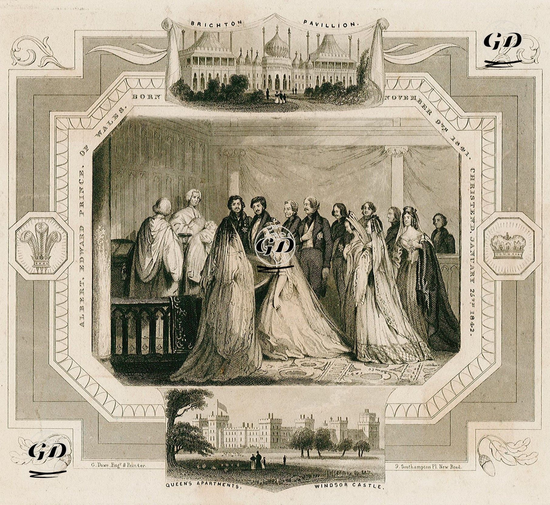 İngiltere Kral VII. Edward'ın 25 Ocak 1842 Tarihinde Vaftiz Edilmesi-Brighton Pavillion-Windsor Kalesi-Kraliyet Apartmanı -  - 1840's-1850's