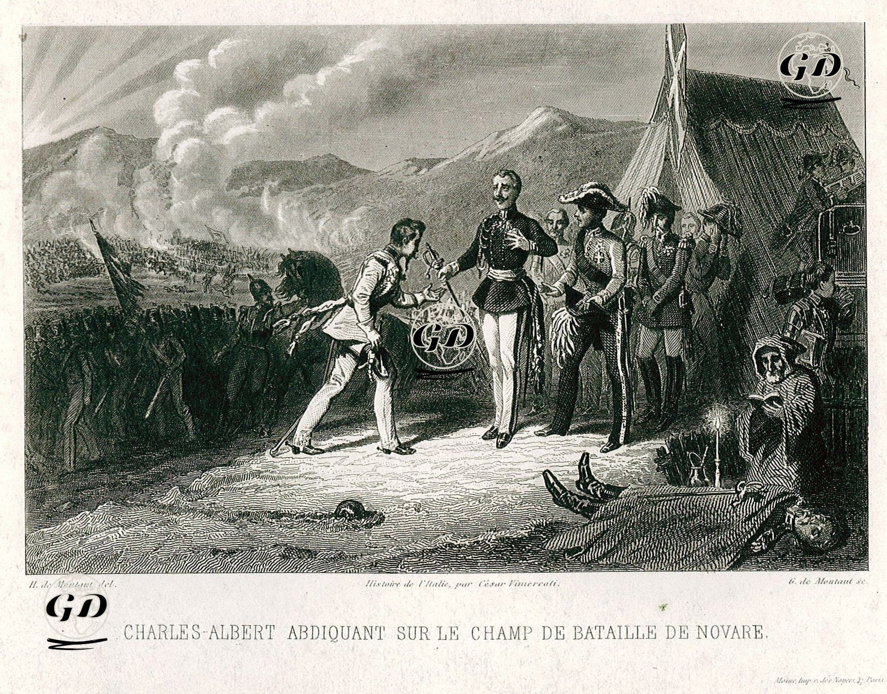 Sardinya Kralı Charles Albert Abdiquant Novara Savaş Alanında - Henri de Montaut (1829-1900) - 1850's