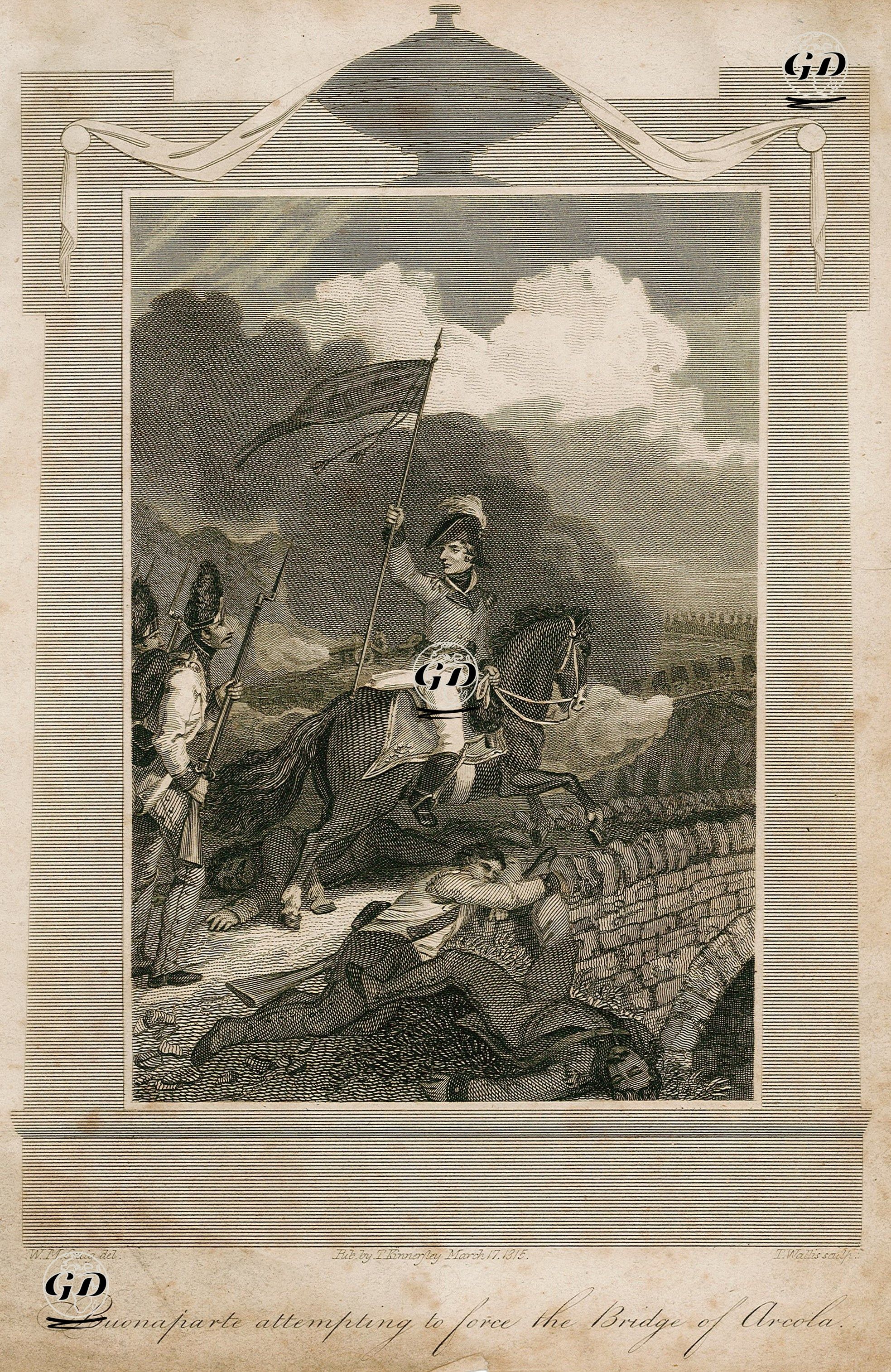 Arcole Savaşında Napolyon Bonapart'ın Birliklerinin Arcole Köprüsüne Saldırısına Önderlik Etmesi - William Marshall Craig (1765-1834) - 1815