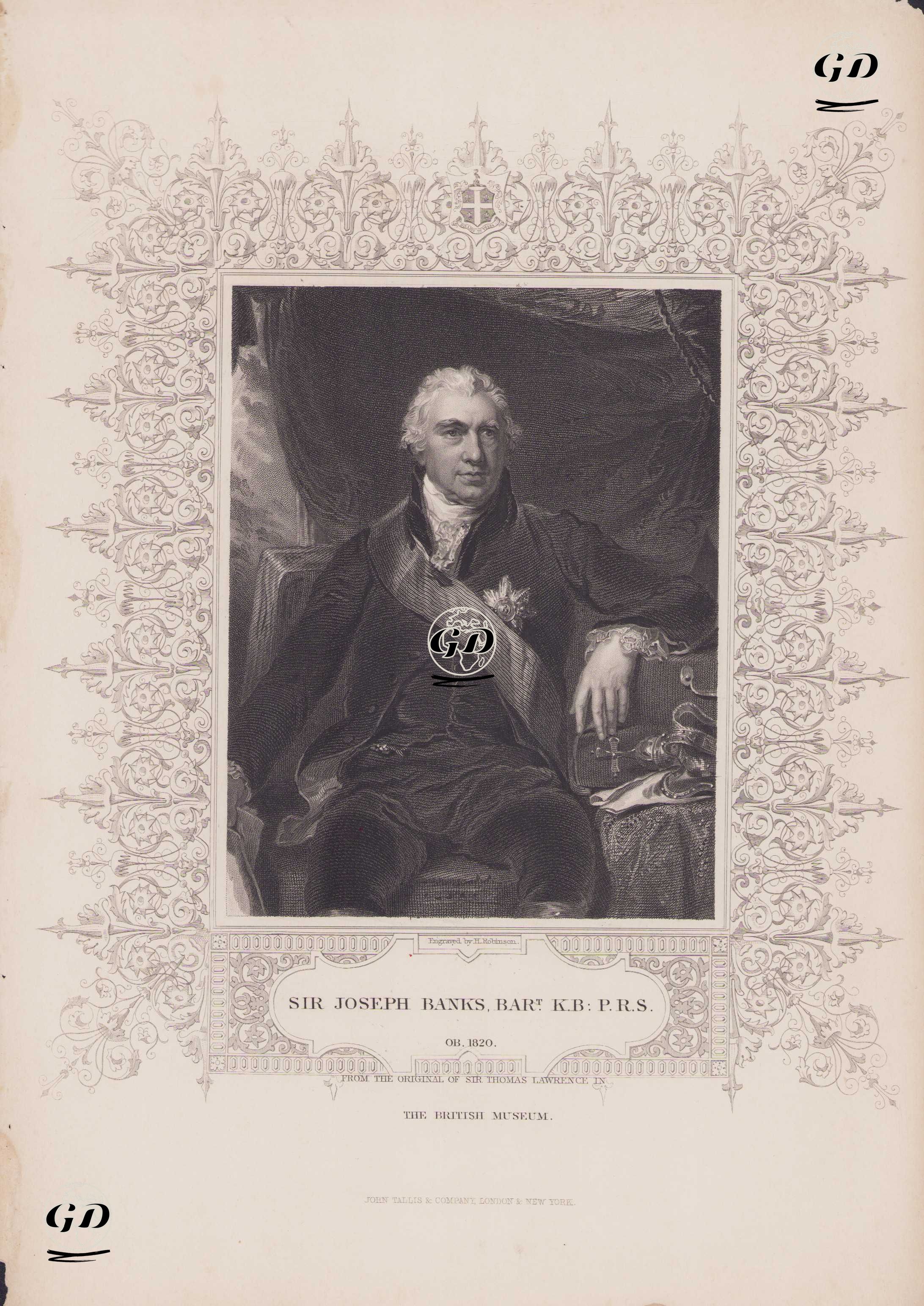 Sir Joseph Banks,Bart. K.B: P.R.S. Ob.1820 - Thomas Lawrence (1769-1830) - 1853