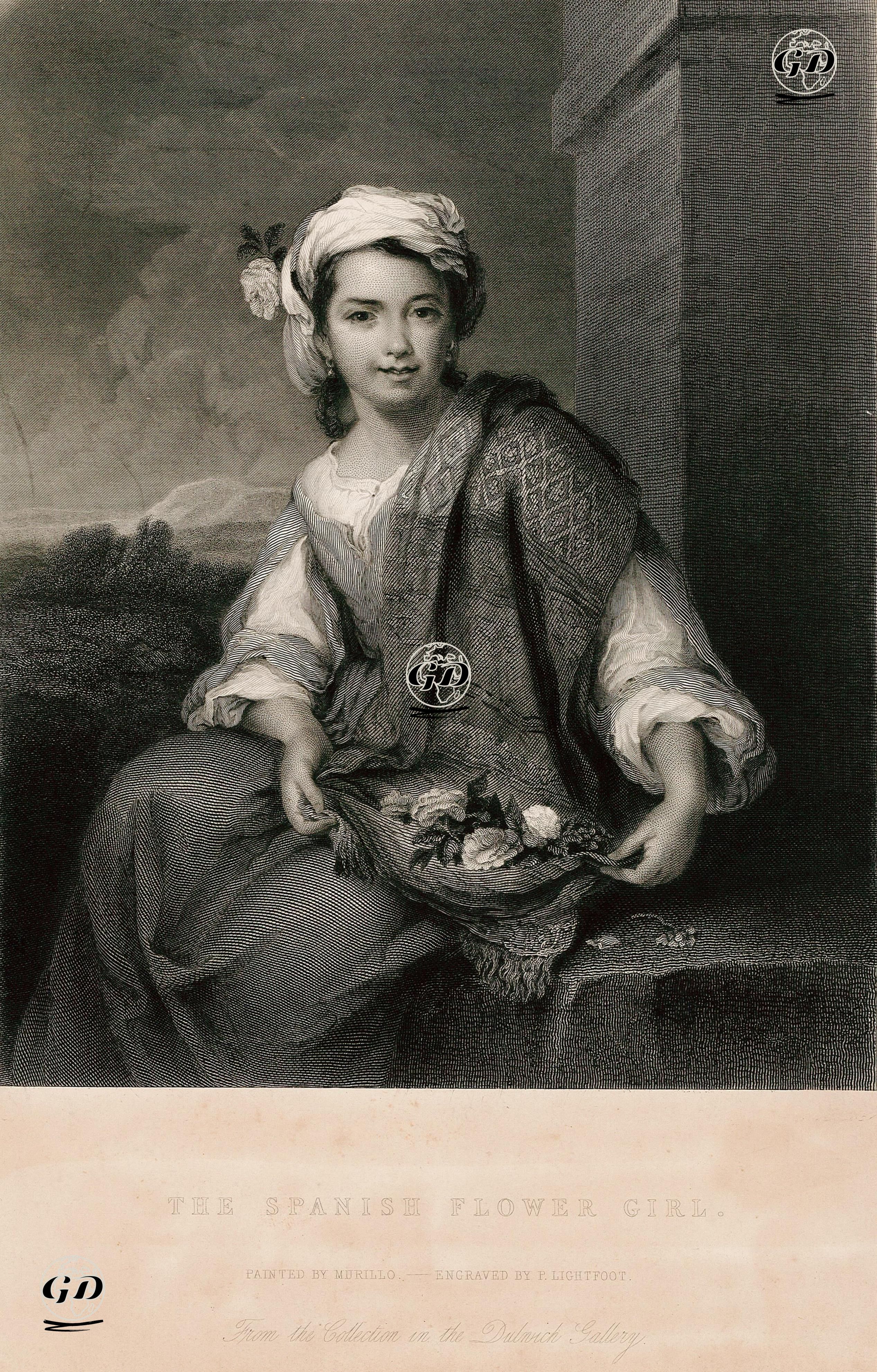İspanyol Çiçekci Kız - Bartolome Esteban Morillo (1617-1682) - 1870's