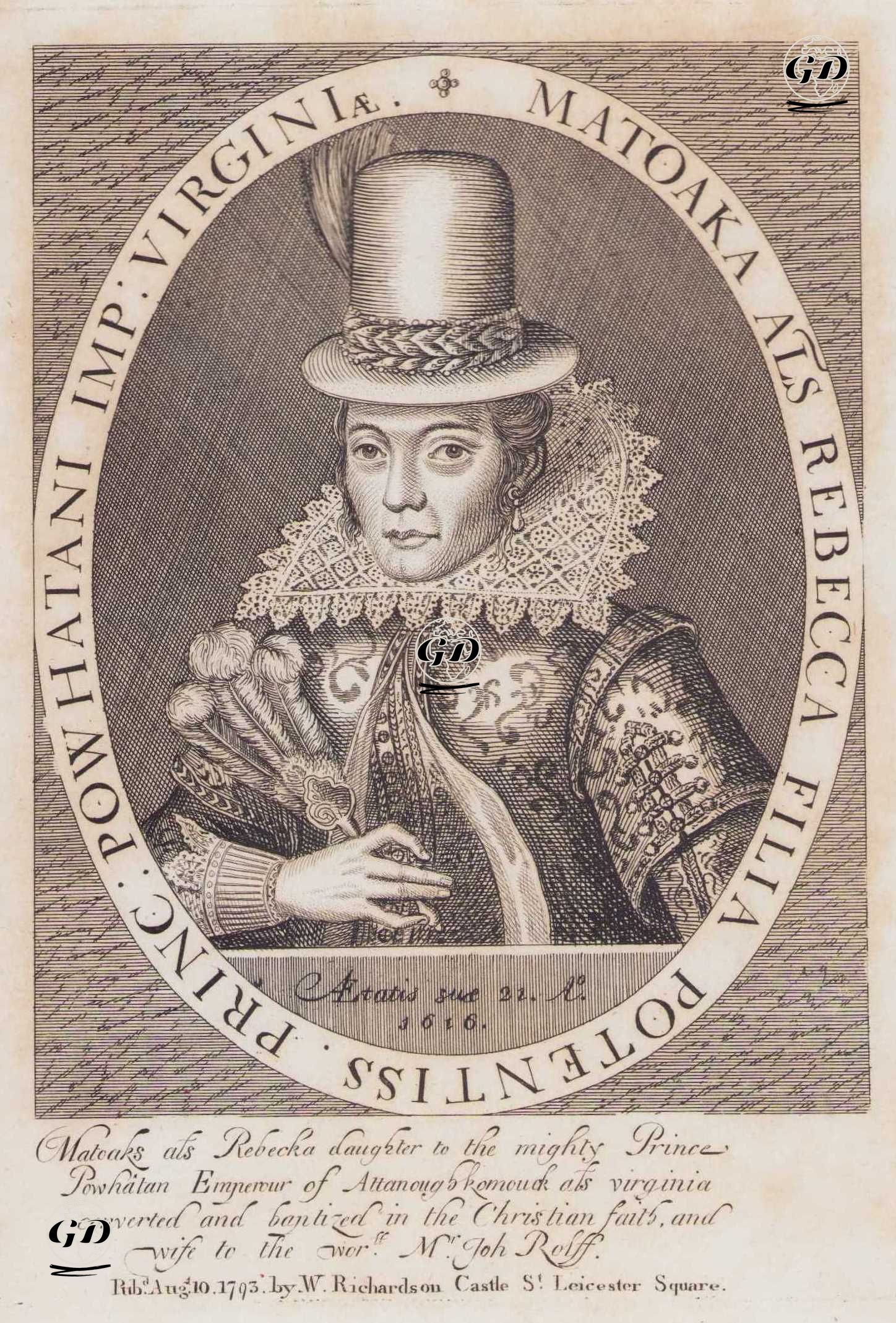 Pocahontas'ın (Rebecca Rolfe) 21 Yaşındaki Portresi -  - 1793