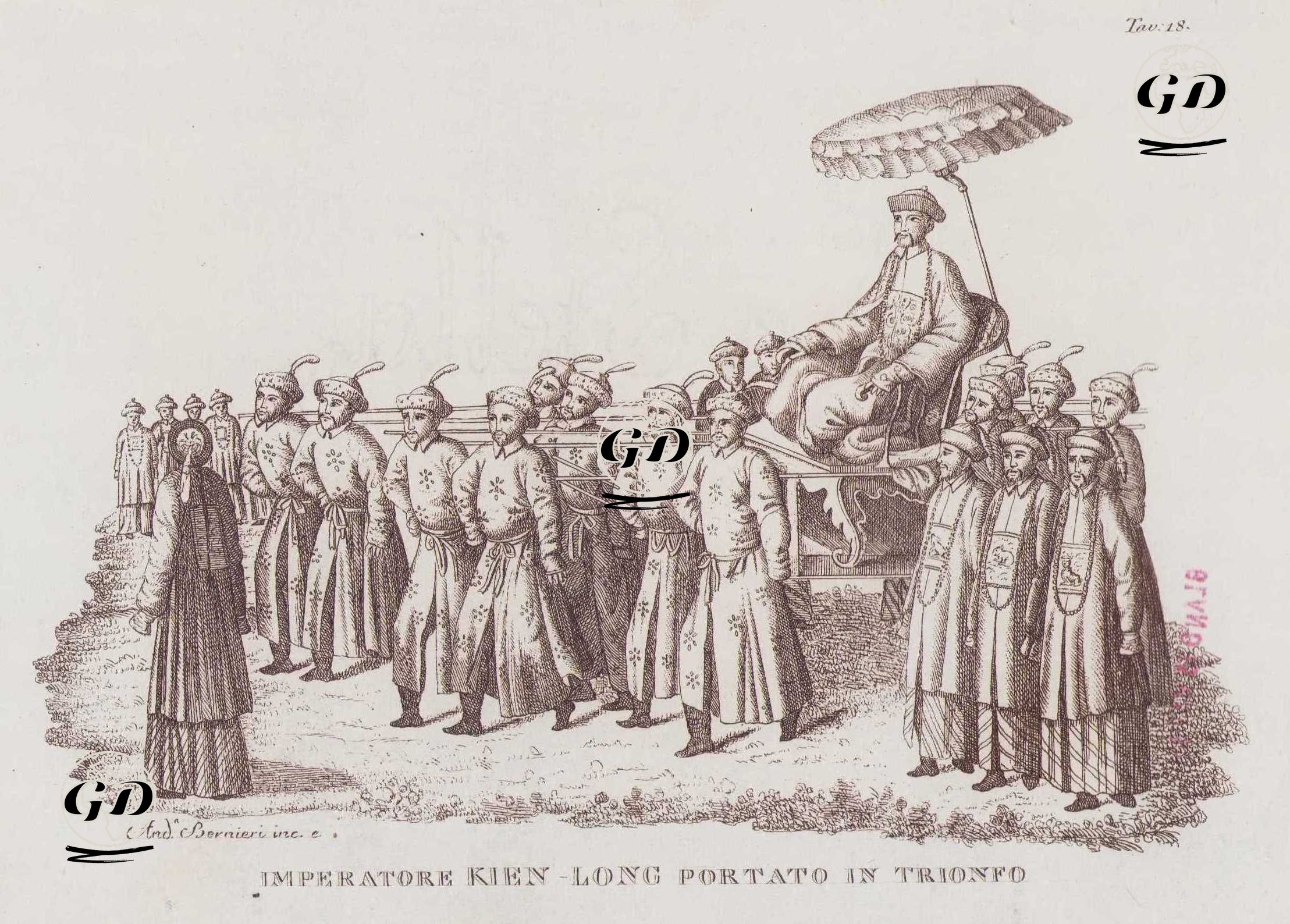 Çin İmparatoru Qianlong'un Üst Düzey İmparatorluk Görevlileri Ve Hizmetkarlar Tarafından Şemsiyeli Bir Tahtırevanda Taşınması, Resim 18. -  - 1820's-1840's