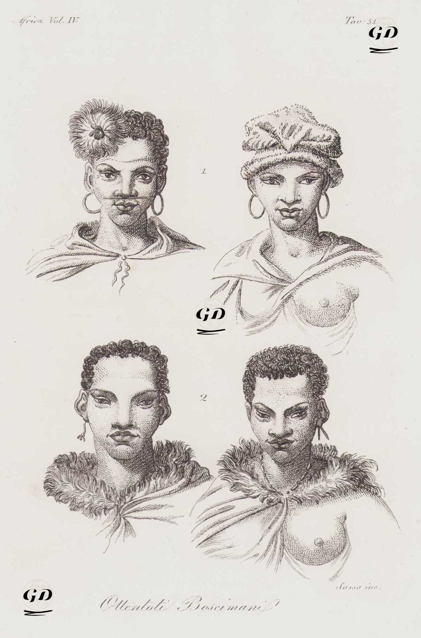  XVIII. Yüzyılında Güney Afrikada (Ümit Burnunda) Yaşayan Khoisan Ve San (Bushmen) Yerlilerin Kadınları, Afrika Cilt IV, Resim 51. -  - 1820's-1840's