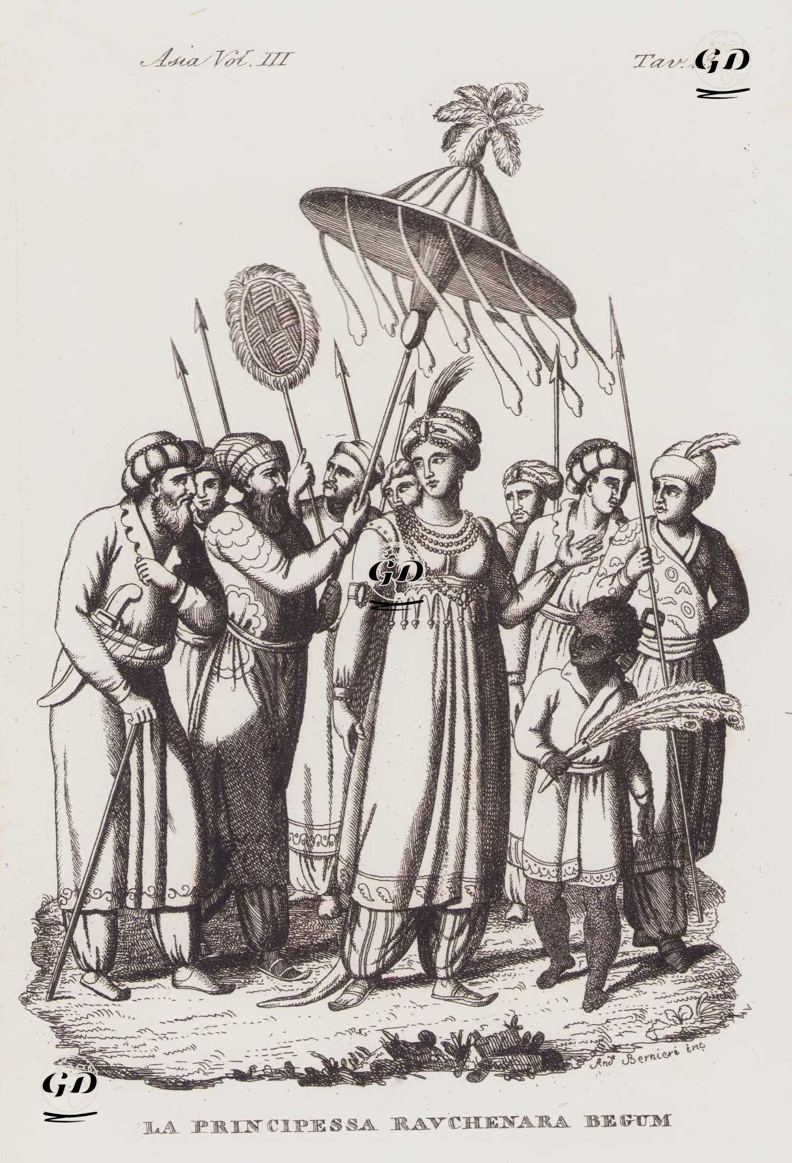 Moğol Prensesi Roshanara Begüm Maiyetiyle Yürüyüşte, Asya Cilt III, Resim 13. -  - 1820's-1840's