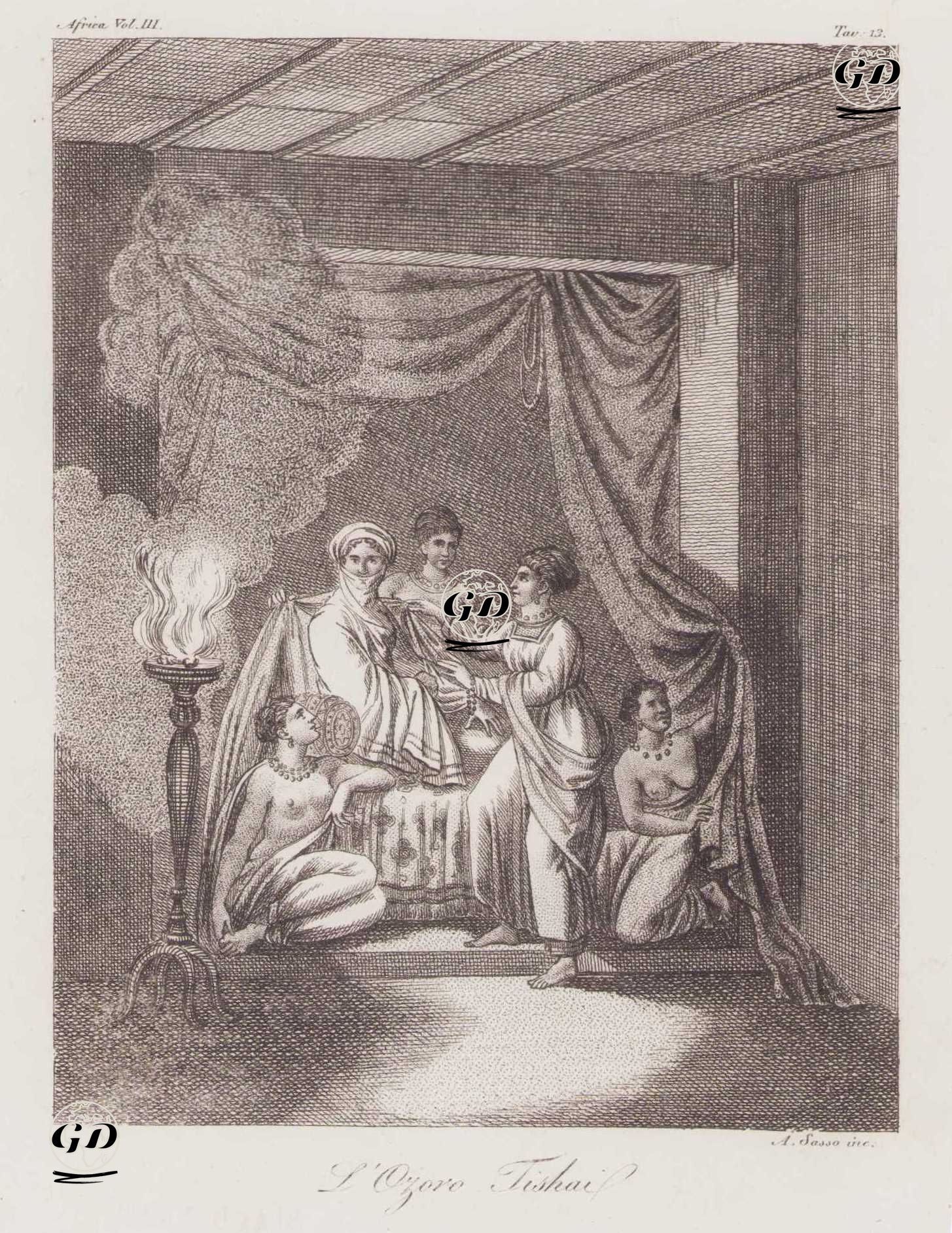 Habeş Prensesi Ozoro Tishai (veya Ozoro Esther) ve Hizmetkarları, Afrika Cilt III, Resim 13. -  - 1820's-1840's