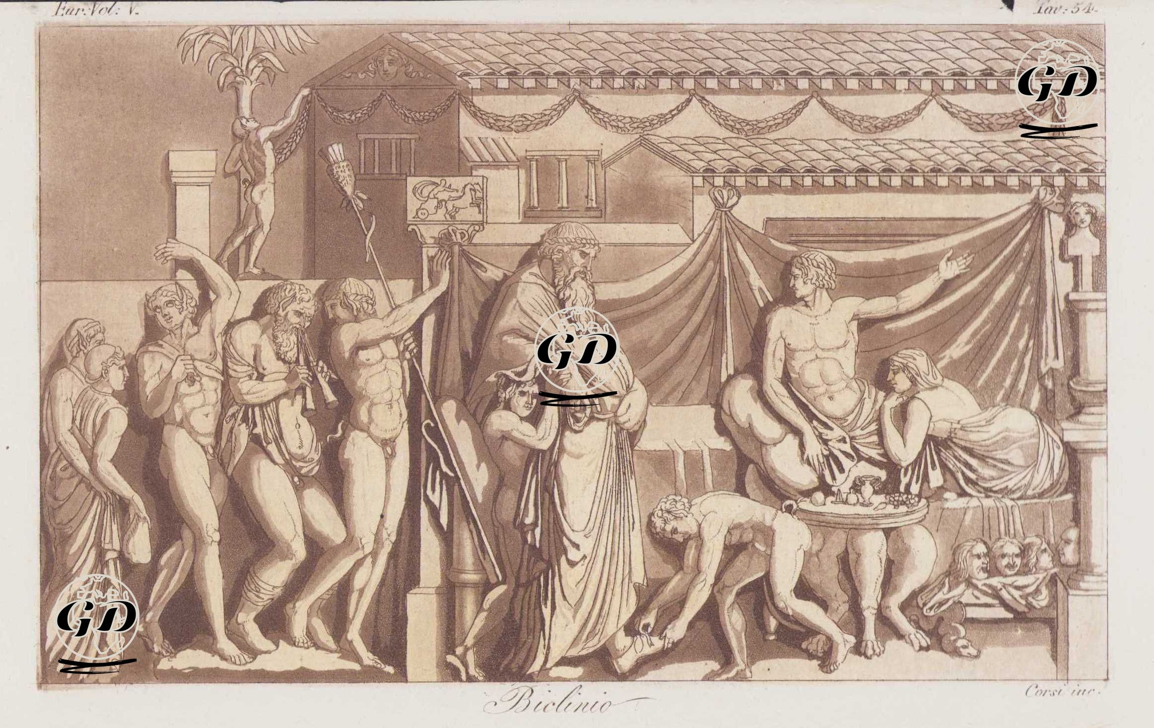 Petronius'un Satyricon'undan Bir Sahne- Trimalchio'nun, Banyodan Sonra Akşam Yemeğine Gelmesi, Avrupa Cilt V, Resim 54. -  - 1820's-1840's