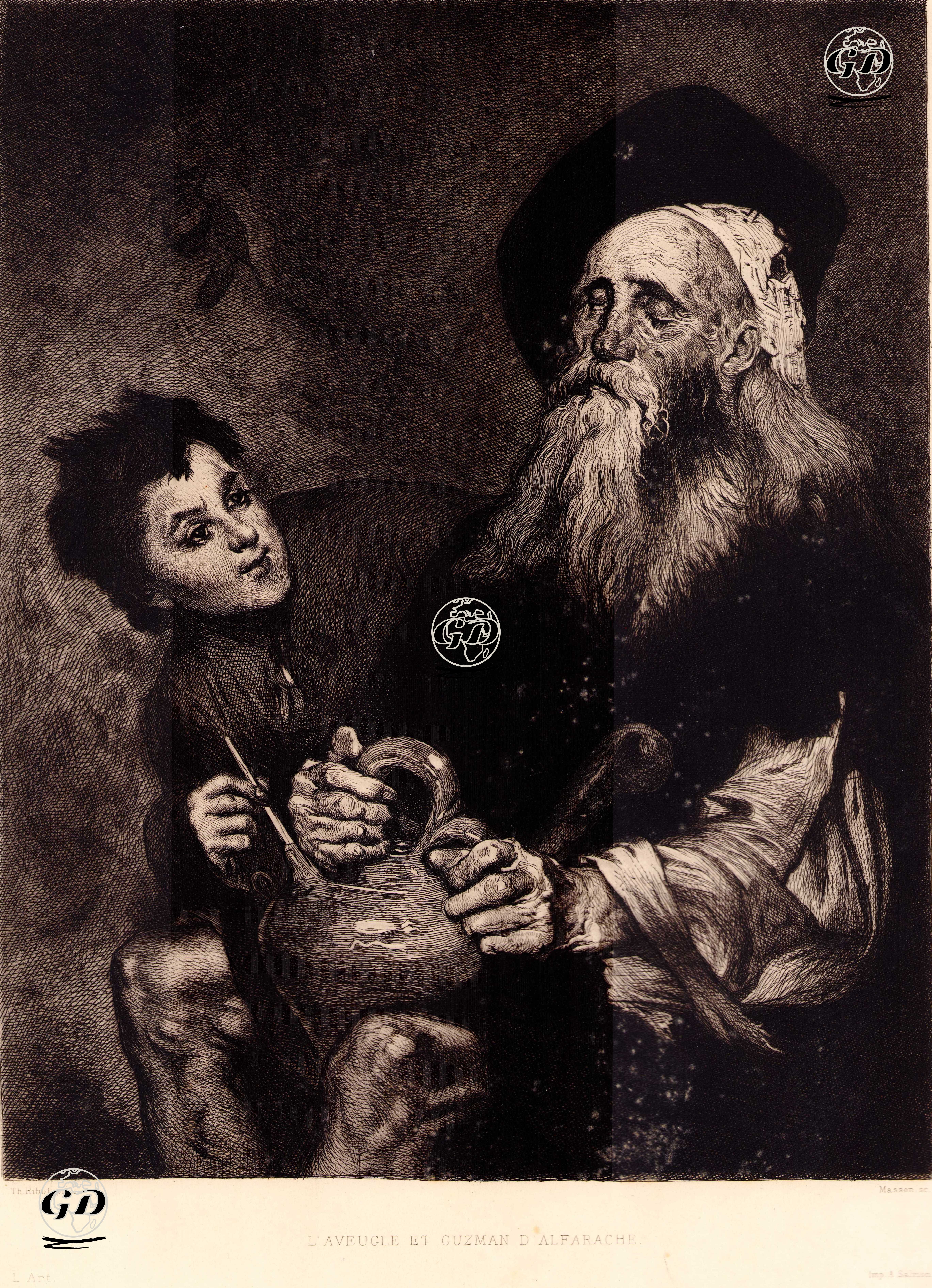Lazarillo de Tormes ve Kör Efendisi (veya Kör Adam ve Guzman d’Alfarache) - Theodule Ribot (1823-1891) - 1880's
