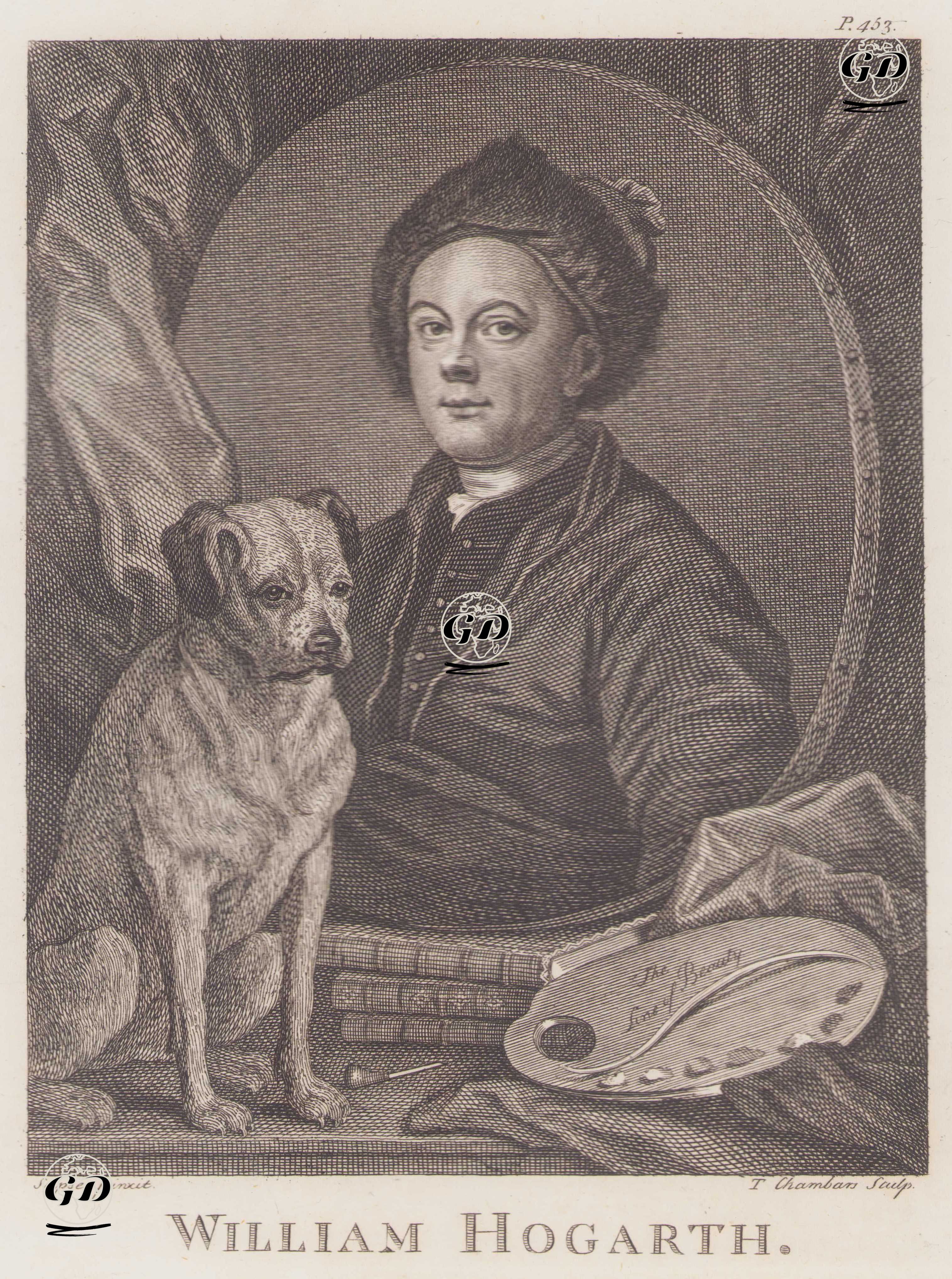 İngiliz Ressam, Gravürcü (Hakkak) ve Hicivci William Hogarth'ın Otoportresi (1697-1764) - William Hogarth (1697-1764) - 1805