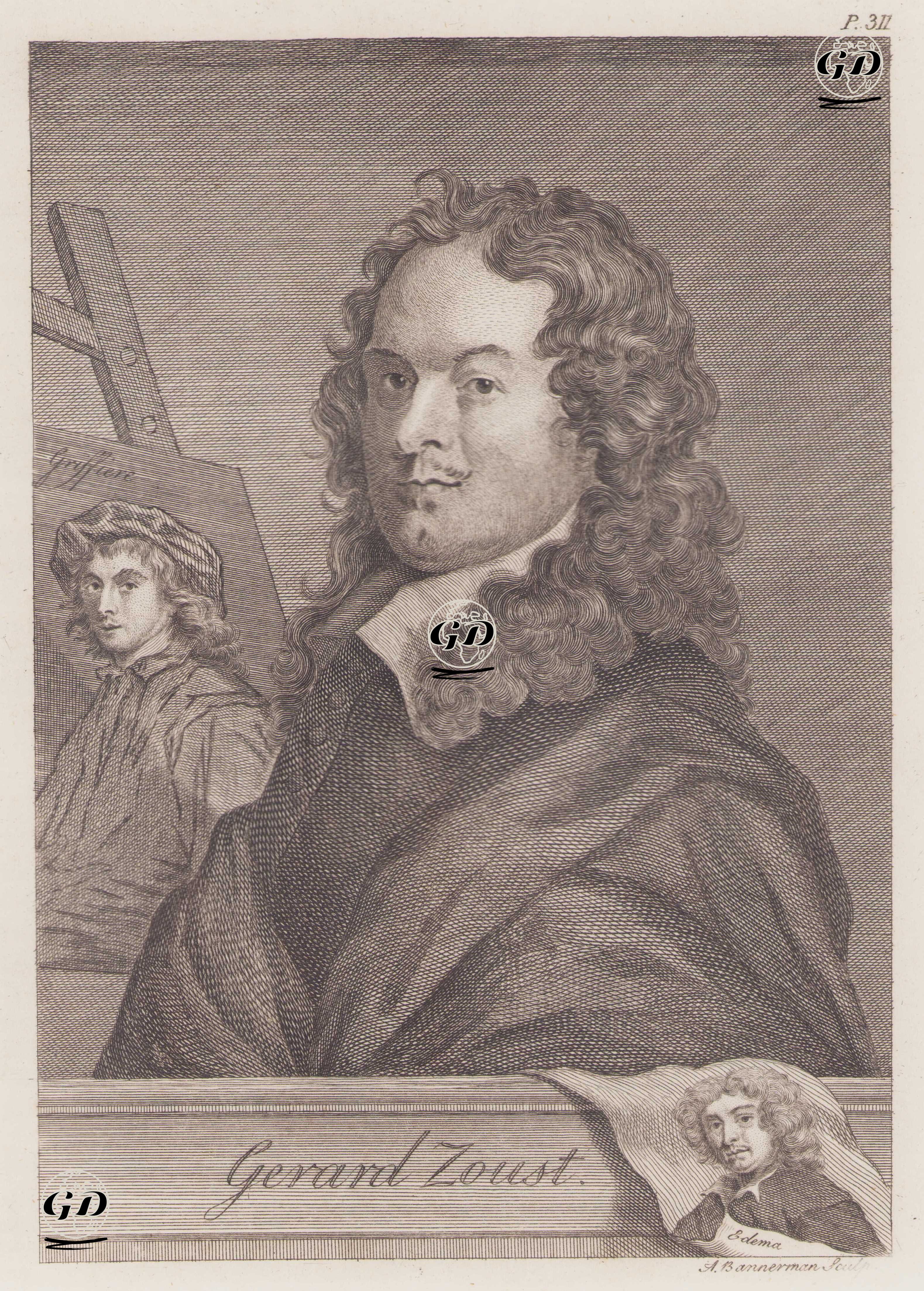 İngiliz Portre Ressamı Gerard Zoust (Gilbert Soest 1605-1681), Hollandalı Manzara Ressamı Gerard Edema (1652-1700) ve Hollandalı Ressam Jan Griffier (1652-1718) -  - 1805