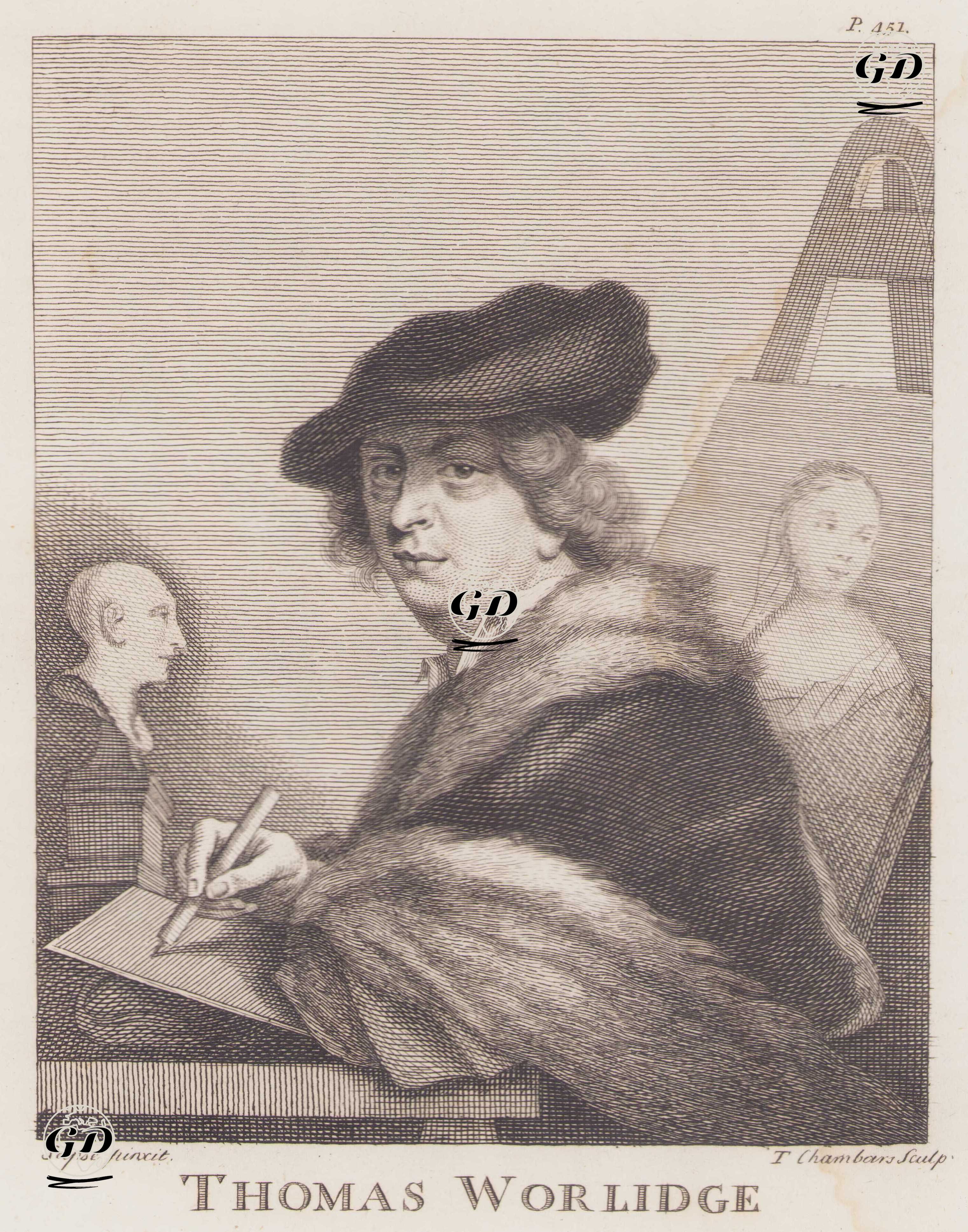 İngiliz Portre Ressamı ve Gravürcü (Hakkak) Thomas Worlidge'nin Otoportresi (1700-1766) - Thomas Worlidge (1700-1766) - 1805
