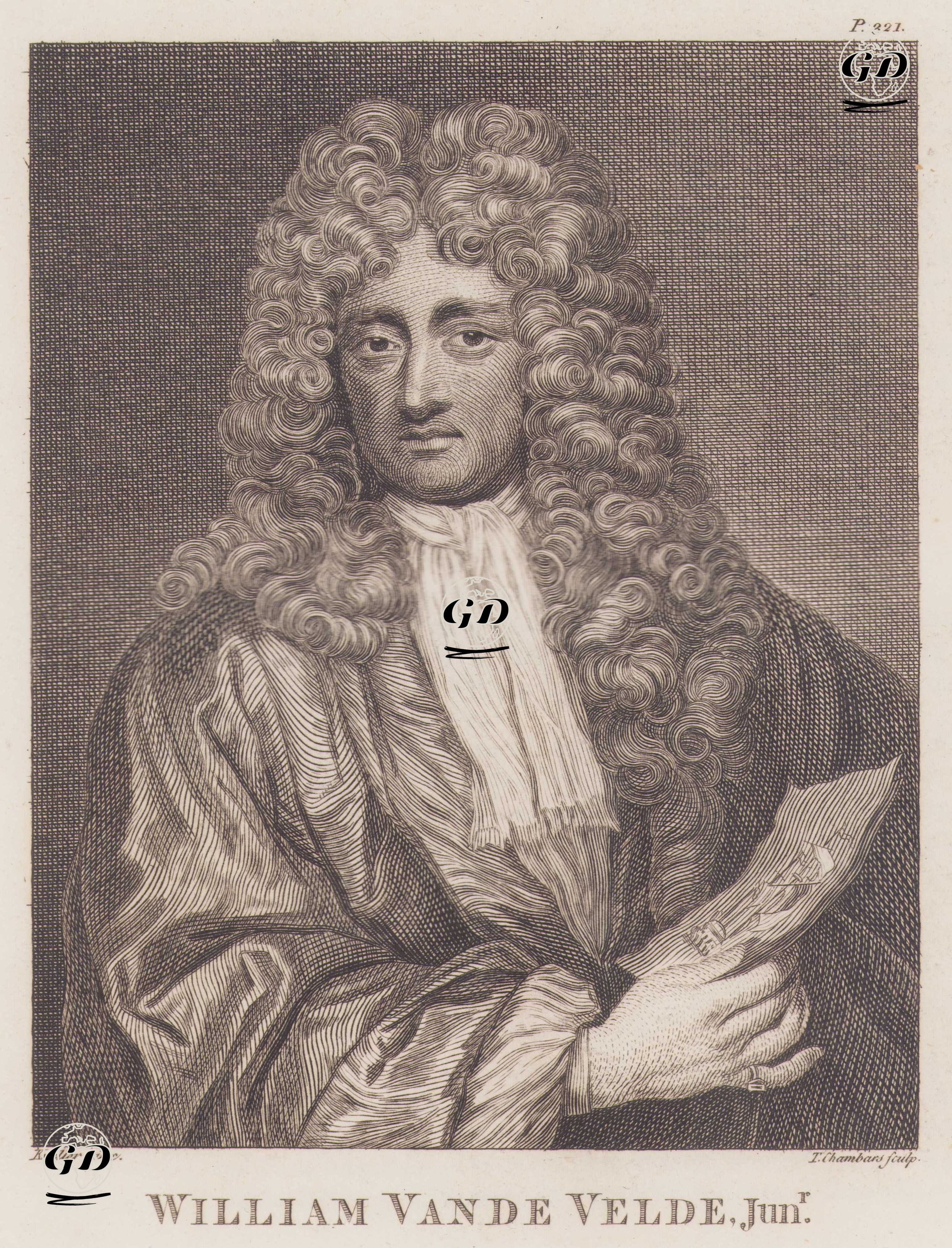 İngiliz Deniz Ressamı William van de Velde the Younger (1633-1707) - Godrey Kneller (1646-1723) - 1805