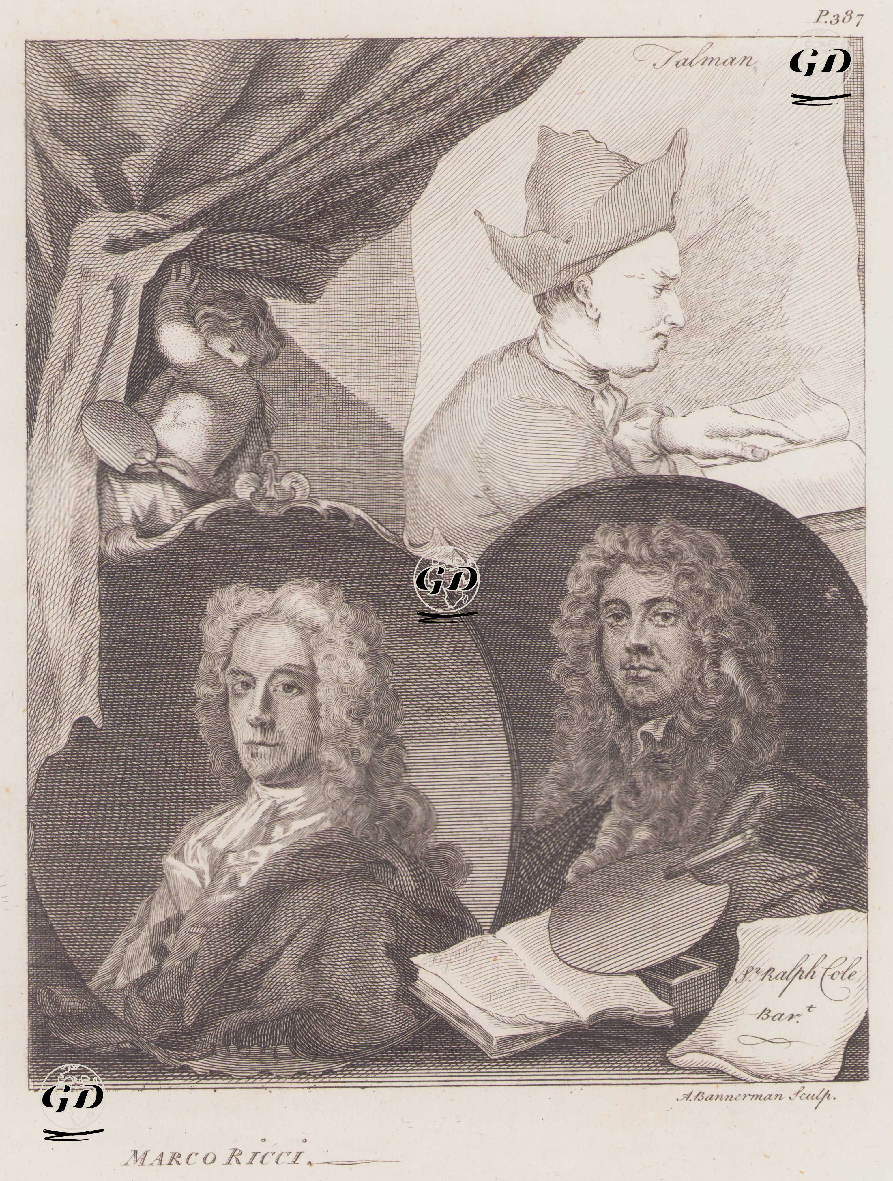 İtalyan Ressam Marco Ricci (1676-1730), İngiliz Koleksiyoncu ve Tasarımcı Talman ile Ressam Sör Ralph Cole (1629-1704) -  - 1805