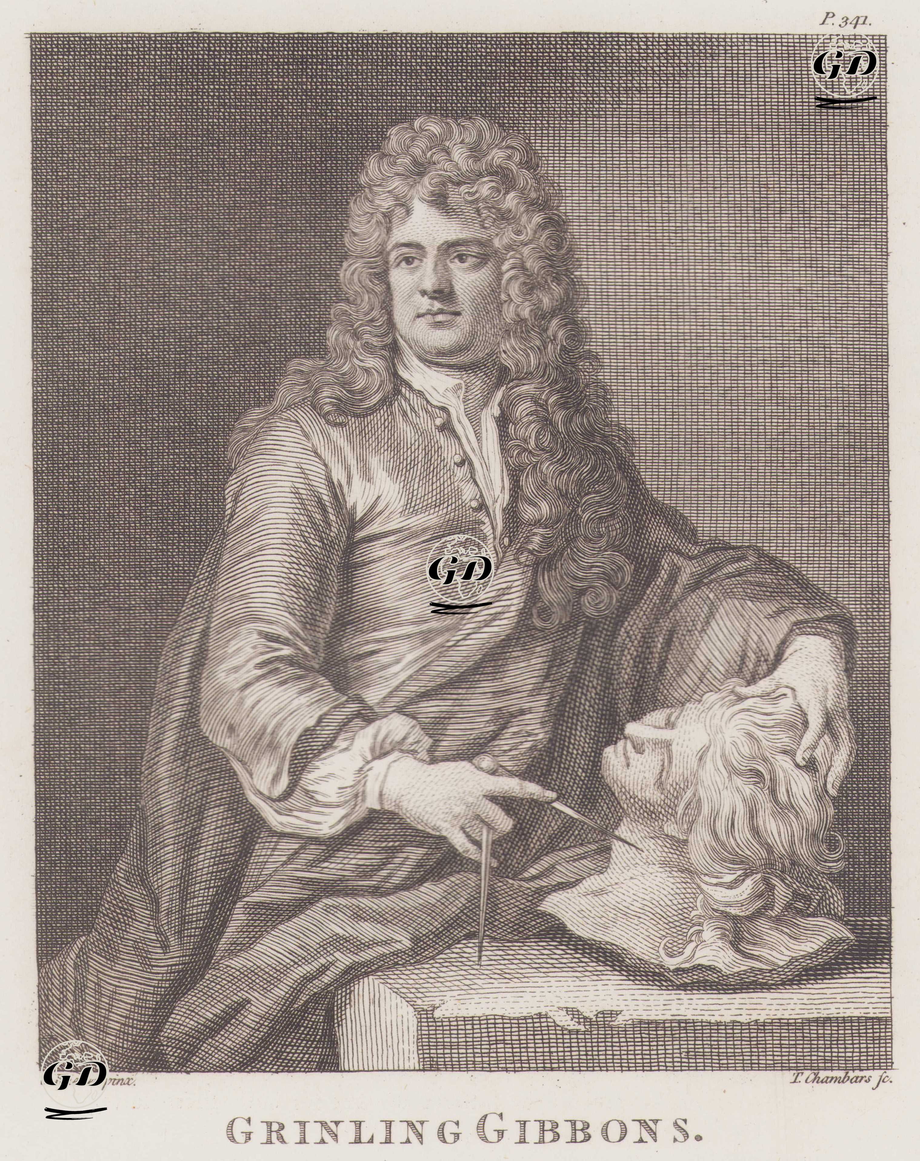 Hollandalı Ahşap Oymacısı ve Heykeltıraş Grinling Gibbons (1648-1720) - Godrey Kneller (1646-1723) - 1805