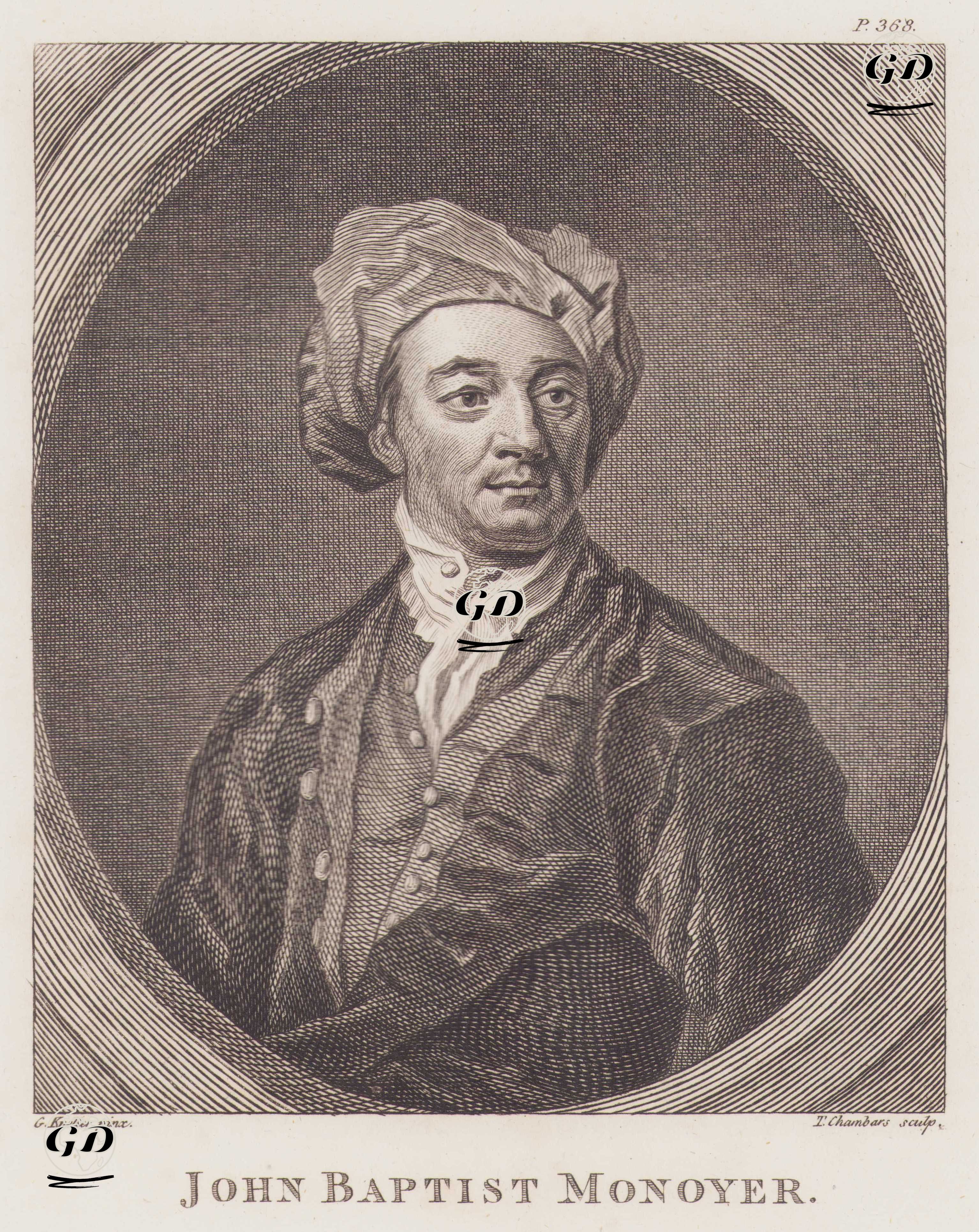 Fransız Ressam John Baptist Monnoyer (1636-1699) - Godrey Kneller (1646-1723) - 1805