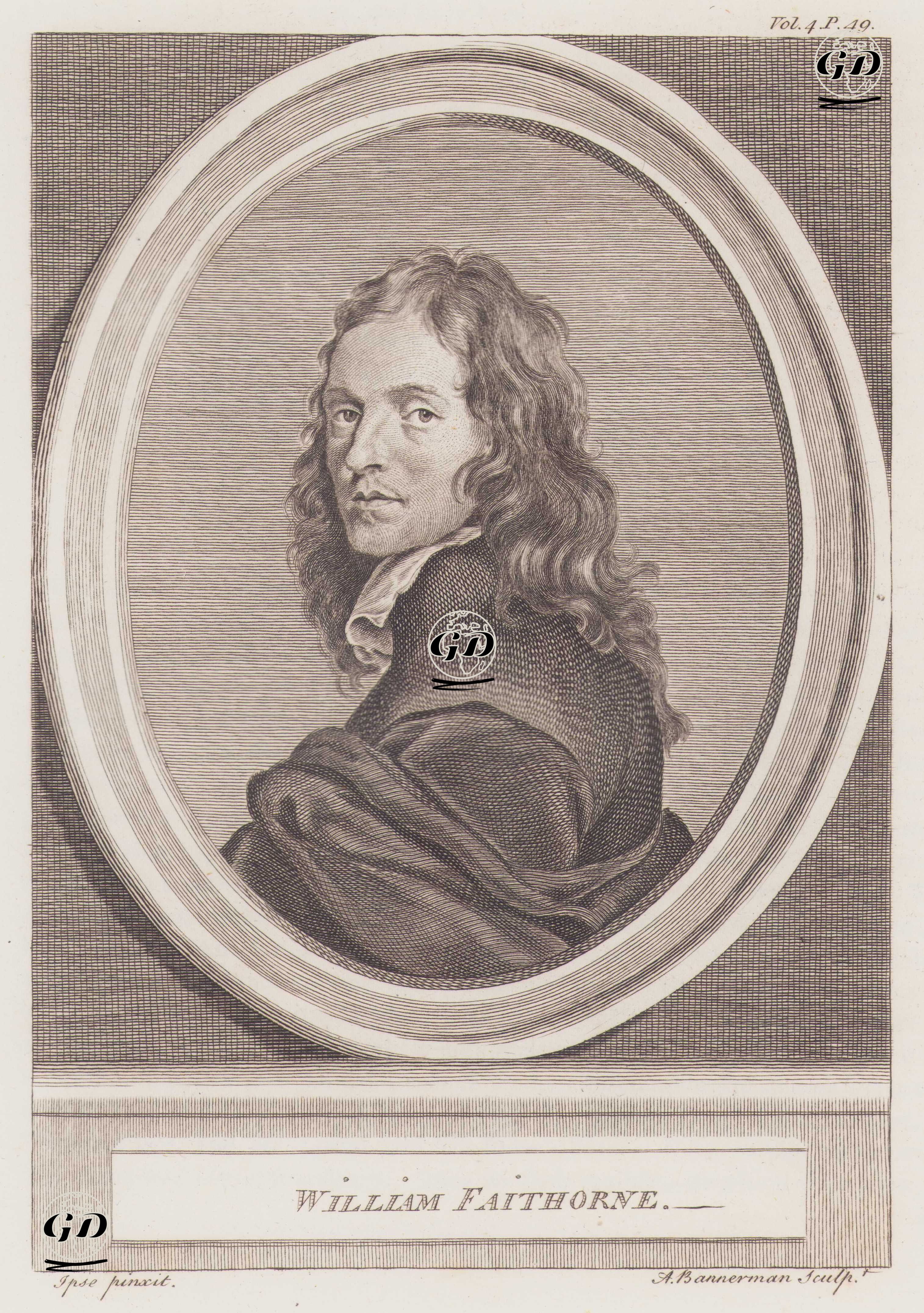 İngiliz Ressam ve Gravürcü (Hakkak) William Faithorne'nin Otoportresi (1620-1691) - William Faithorne (1620-1691) - 1805